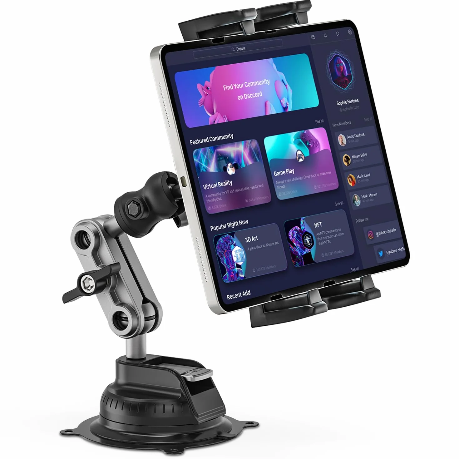 Soporte Tablet Coche, Rotación de 360 Grados Soporte iPad Salpicadero, Pie Tablet de Pared para iPad/Pro/Mini/Air iPhone, Smartphones y Tablets 4,7-12,9" para Coche, Pared, Escritorio