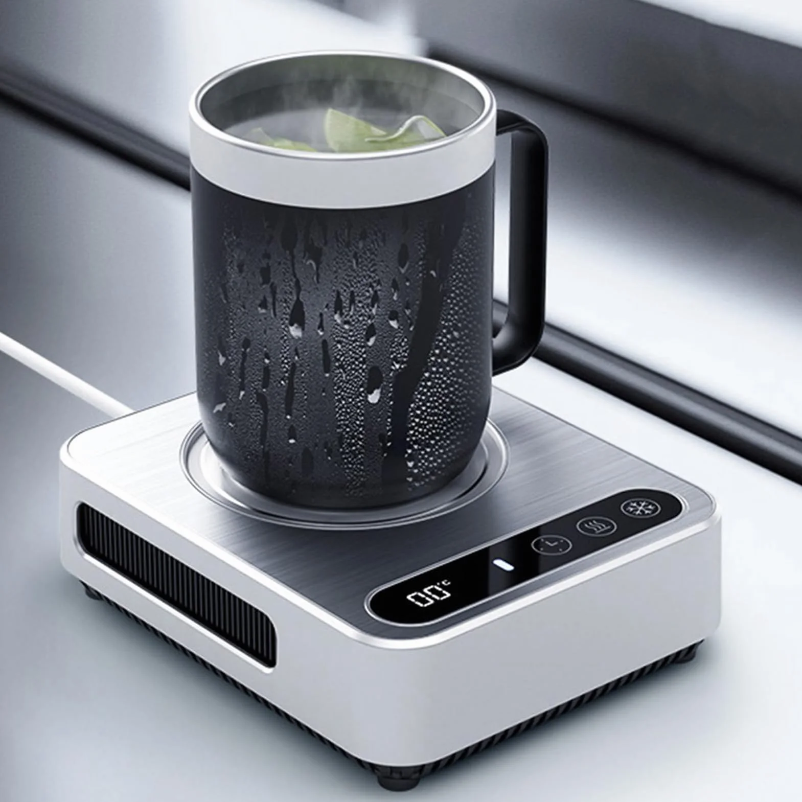 Taza de enfriamiento rápido, Posavasos con función de Calentamiento y enfriamiento, función USB de Doble Uso para Mantener frío y Calor, Control de Temperatura