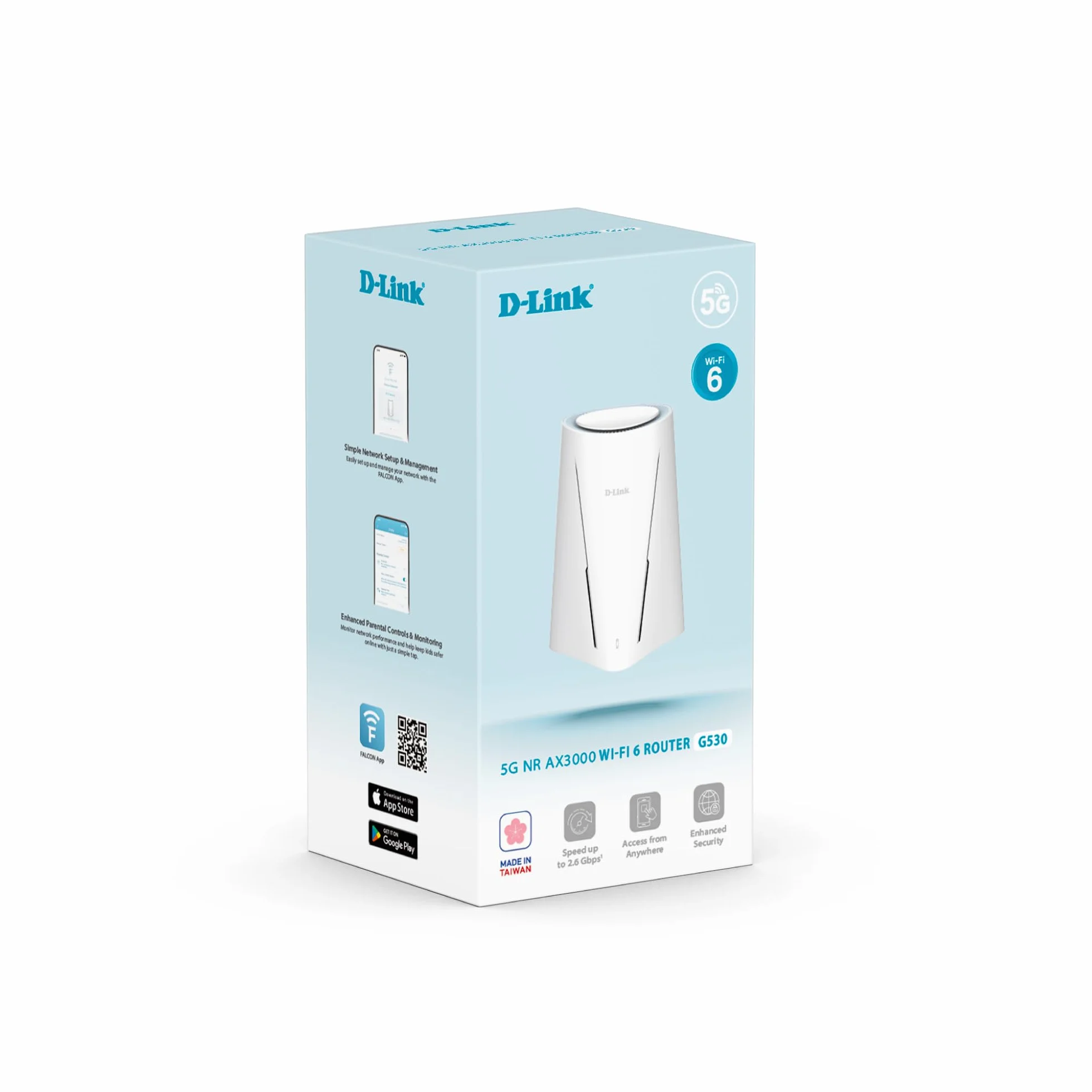 Router D-Link G530 5G NR, Descarga hasta 3.4 Gbps, Wi-Fi 6 AX3000, Puertos Gigabit WAN y LAN, WAN Failover, WPA3, VPN, VLAN, acepta SIM Todas operadoras.