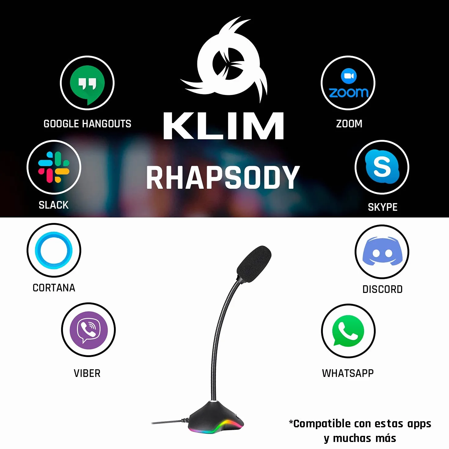 KLIM Rhapsody Micrófono PC RGB - Micrófono USB para PC - Mejor Calidad de Sonido - Grabación y Reconocimiento de Voz, Streaming, Youtube, Podcast - Gaming Windows Mac PS4 PS5
