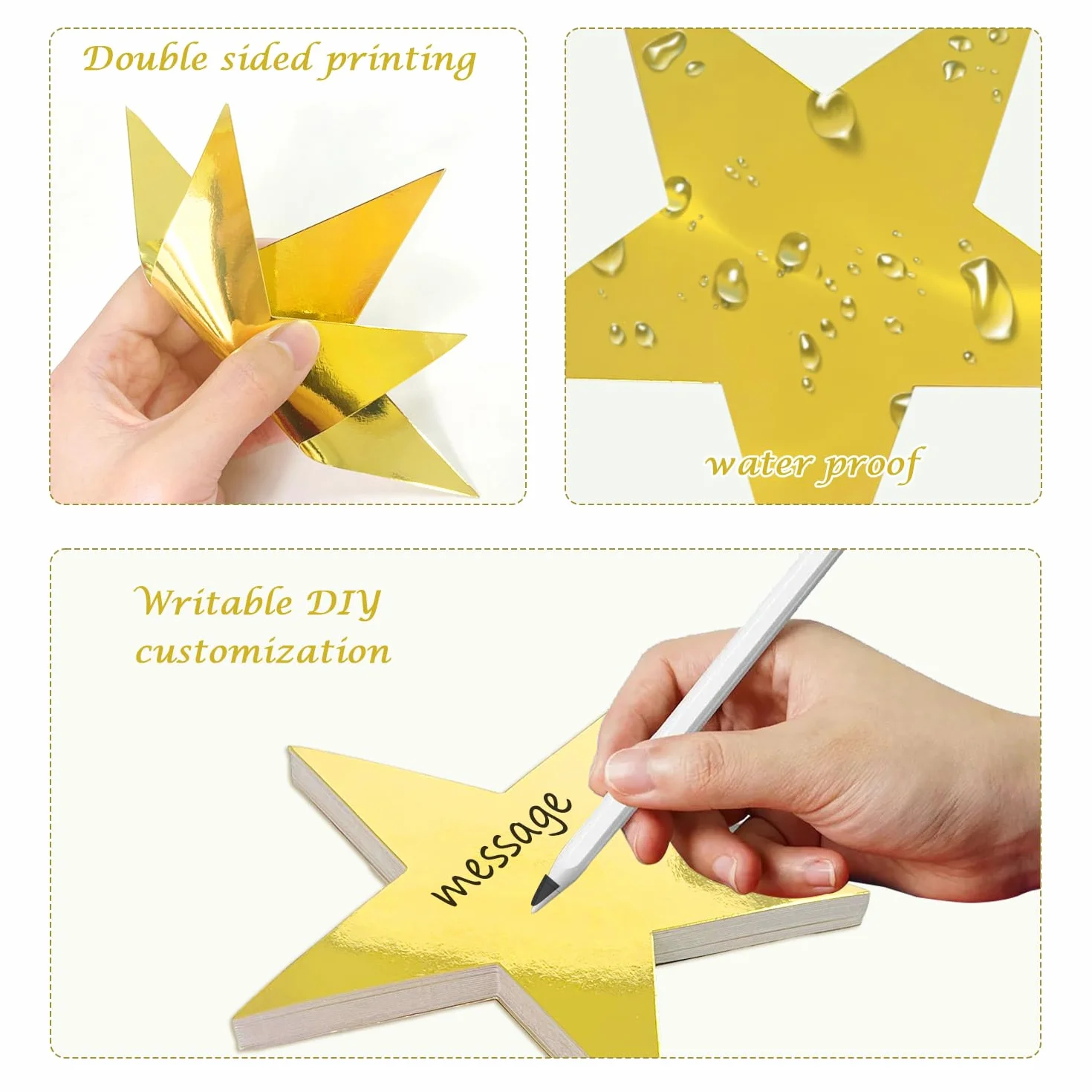 50 Estrellas Doradas de Cinco Puntas Decoraciones Papel Cartón Accesorios Fiesta