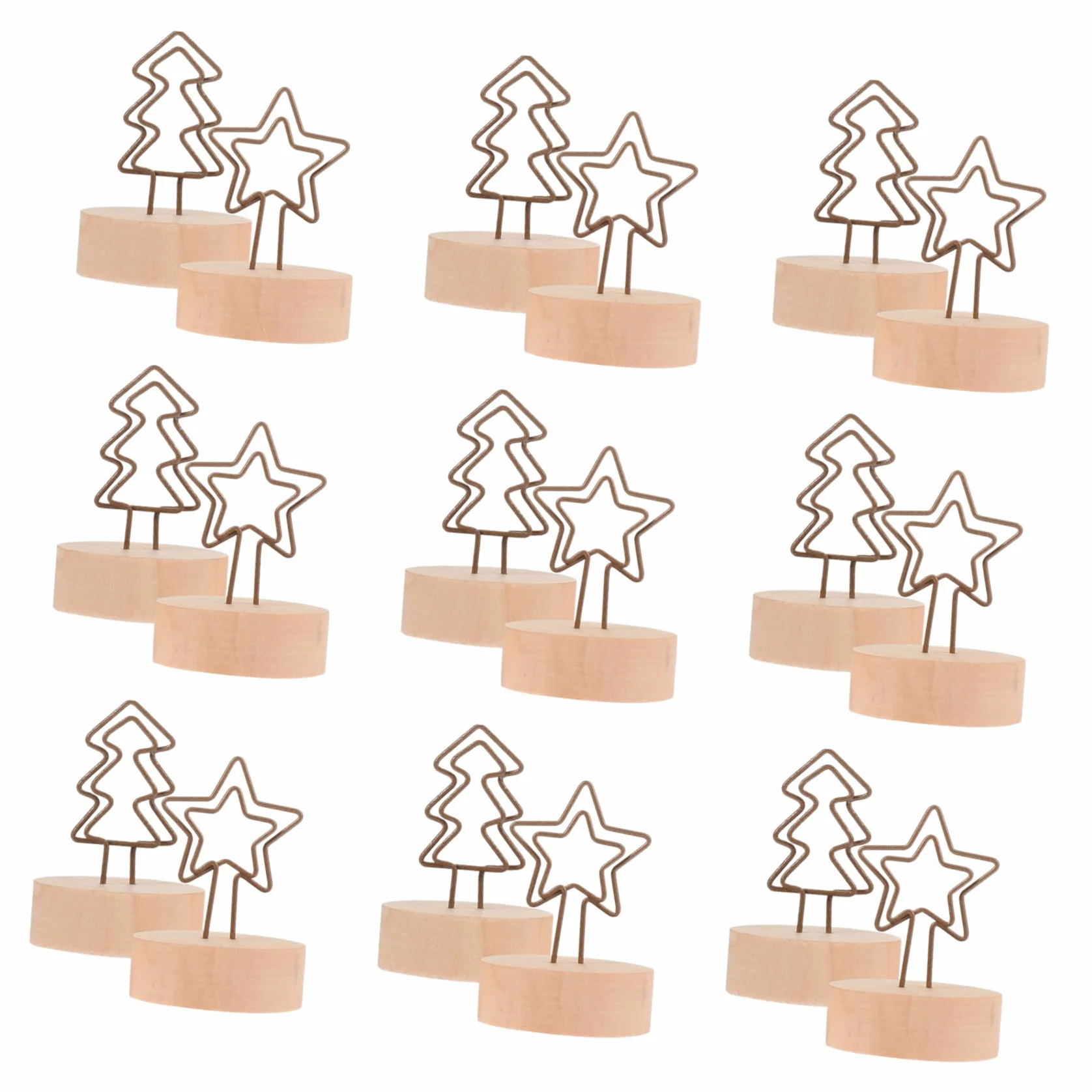 24piezas Soporte De Notas De Navidad Clips De Madera y Forma De Árbol y Estrella Portacartas Para Decoración De Mesa Fiestas