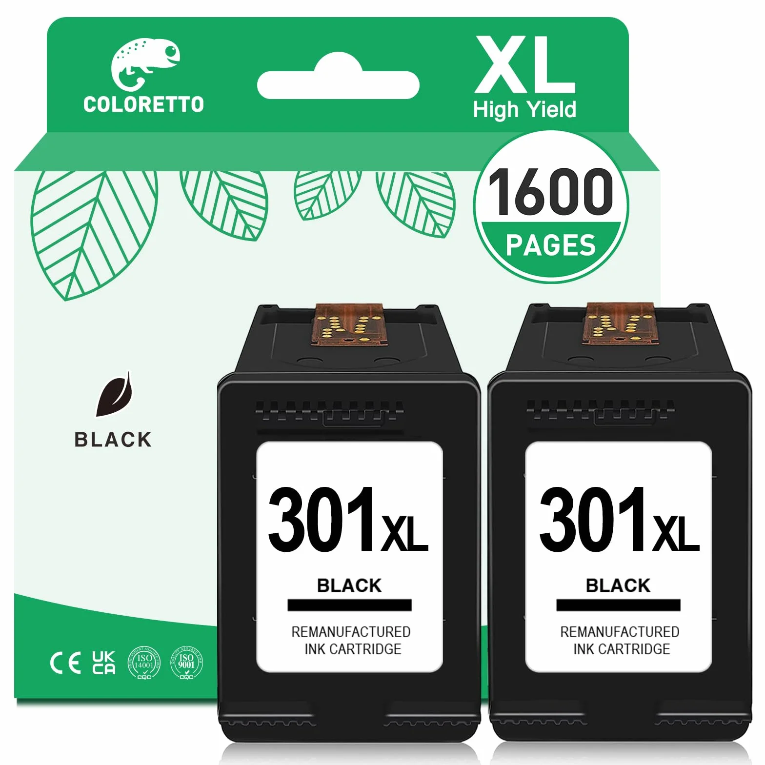 COLORETTO 301XL Tinta para HP 301 Negro Deskjet 2540 3050 2050 3055a 2510 1050 3055 2543 2550 1015 1510 1512 Envy 4500 4502 4503 5530 Officejet 2620 2622 4630 Tinta Negra para HP 301 Cartuchos 301