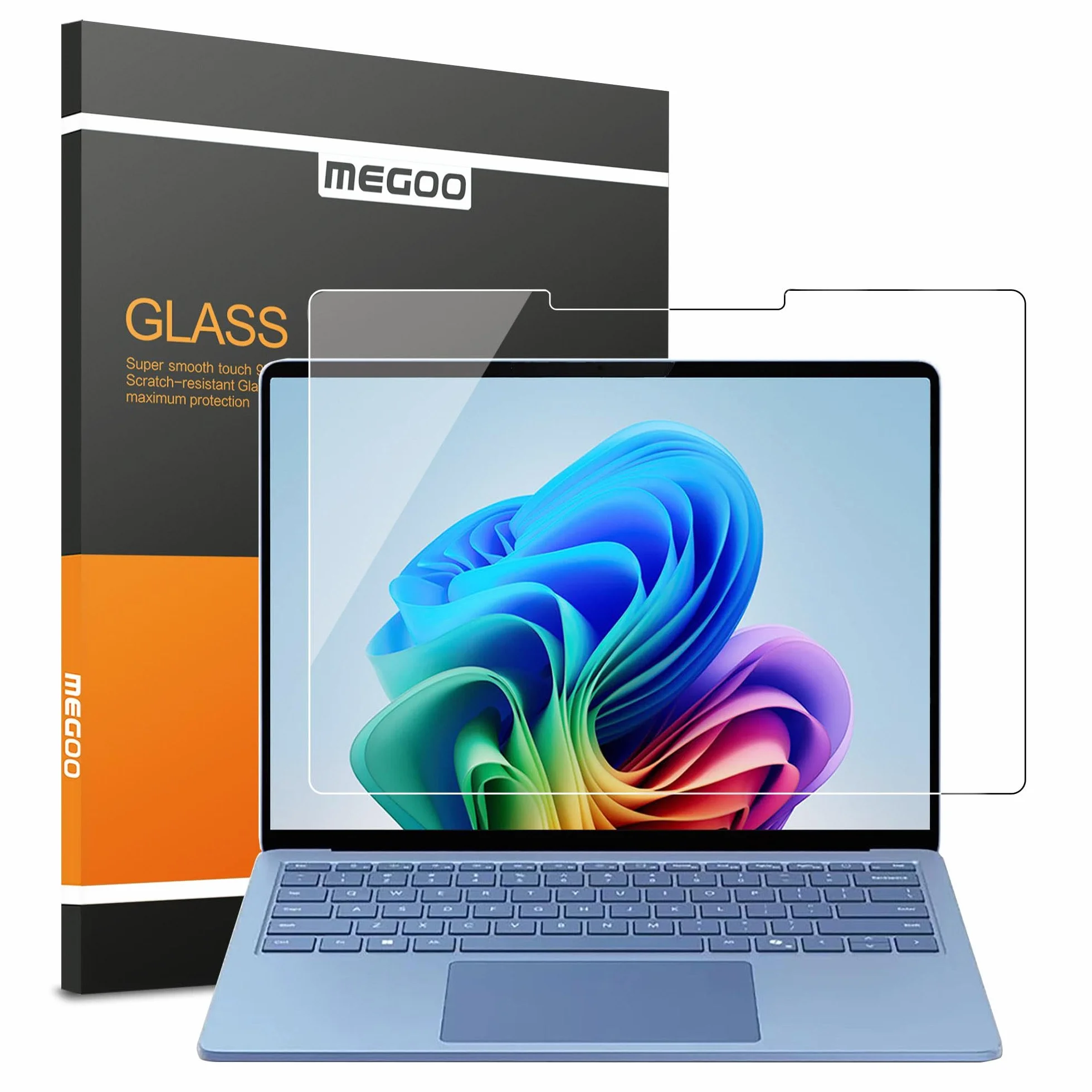 Protector de pantalla de vidrio templado MEGOO para Microsoft Surface Laptop 7 (2024, 15 pulgadas) - Resistente a rayones, fácil instalación, alta claridad