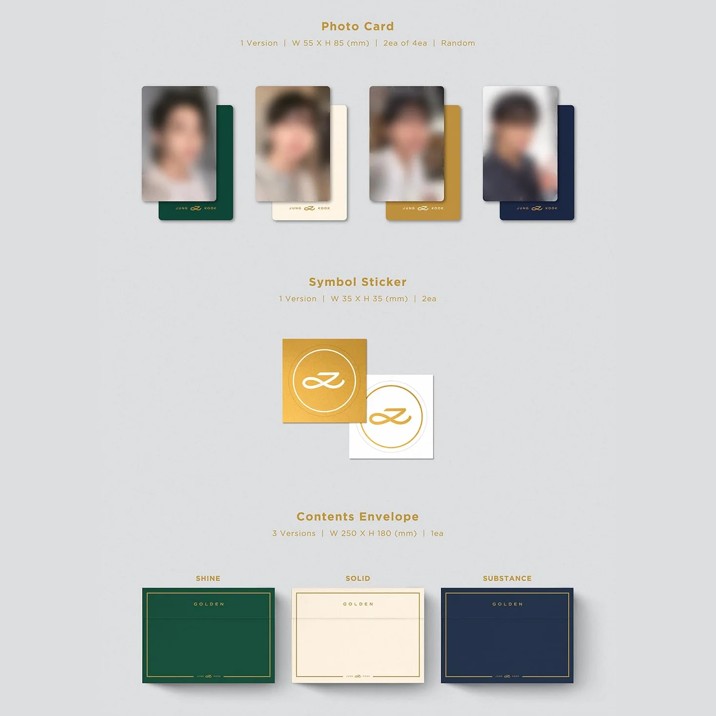 GOLDEN SHINE Ver. Book Case Photo Book CD Post Card Poster Photo Card Symbol Sticker Contents Envelope 2 Extra Photocards