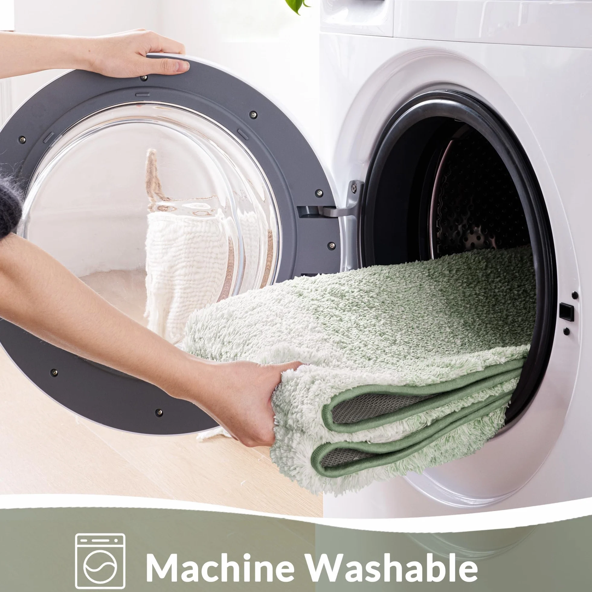 Alfombra de Baño de Microfibra Antideslizante Absorbente 50x80 cm Verde