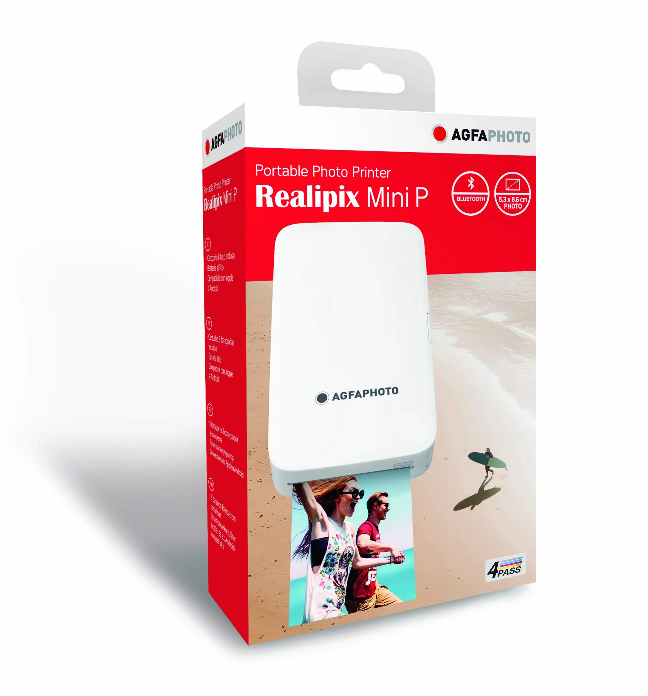AgfaPhoto Realipix Mini P - Impresora Fotográfica Formato 5,3 x 8,6 cm Vía Bluetooth - Sublimación Térmica 4Pass