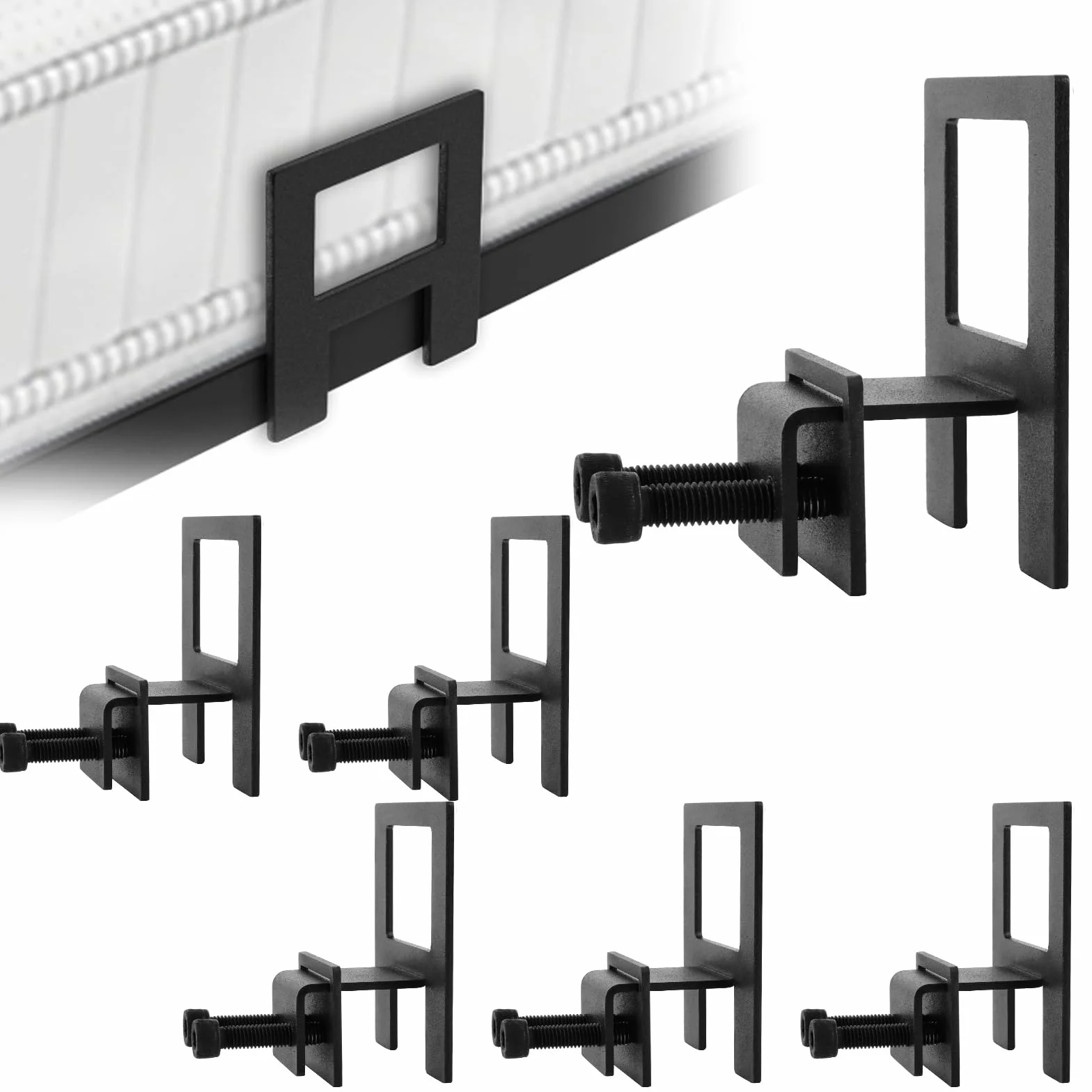 6 unidades de soportes para colchón antideslizamiento, soporte para colchón para marco de cama, antideslizantes, juntas de colchón, topes para estructura de cama de metal, color negro
