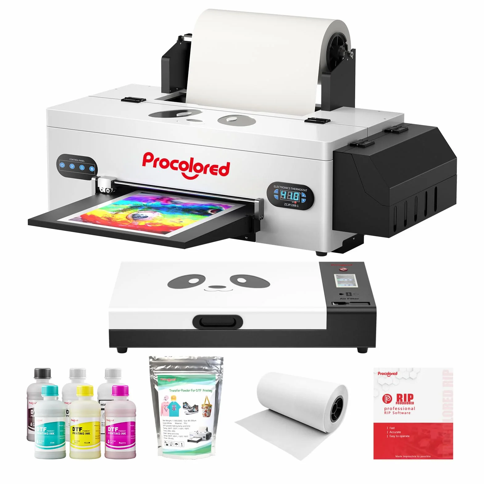 Procolored F13 DTF Printer Kit Máquina de impresión Directa sobre película con Horno de curado Ciclo de Tinta Blanca para Camisetas DIY Uso en pequeñas Empresas