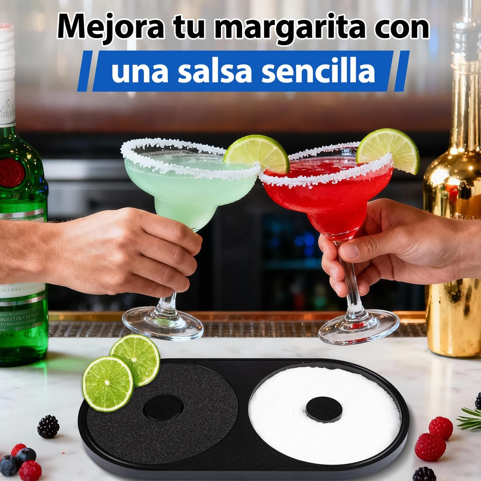 Juego de aplicador de sal y azúcar con esponja 2 en 1 para borde de vaso de cóctel