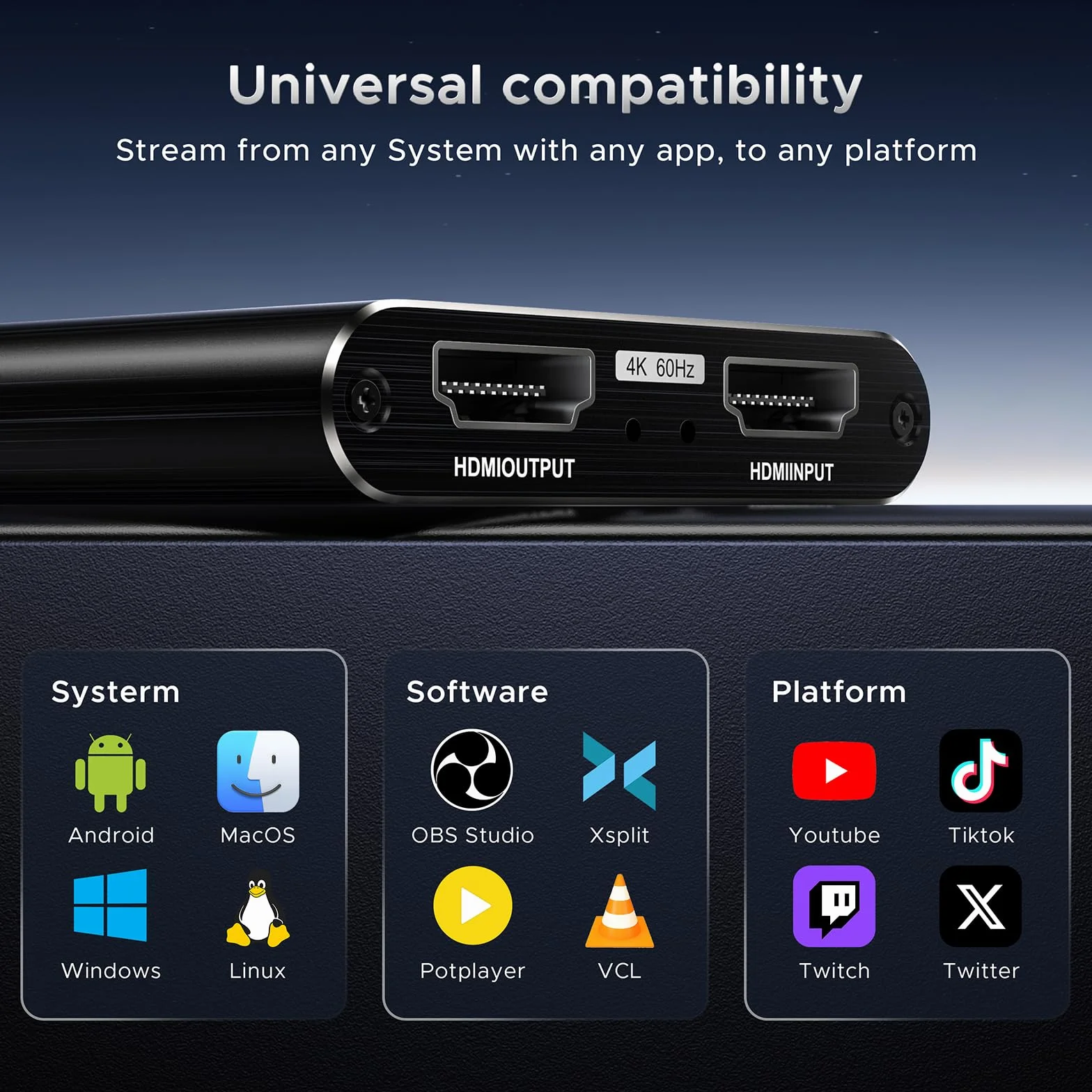 XIIXMASK Tarjeta de Captura de Video, Tarjeta de Captura USB 3.0 con Bucle HDMI, Captura de Videojuegos 1080P 60FPS Compatible con PS5/Cámara/PC