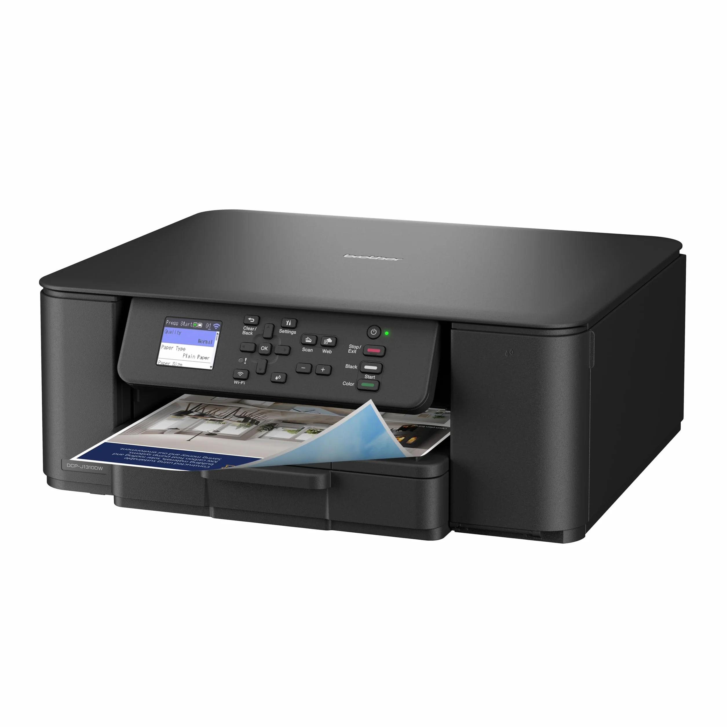 Brother DCPJ1310DW Impresora Multifunción de Tinta, WiFi, WiFi Direct, Conexión a Dispositivos Móviles e Impresión Automática a Doble Cara, Negro