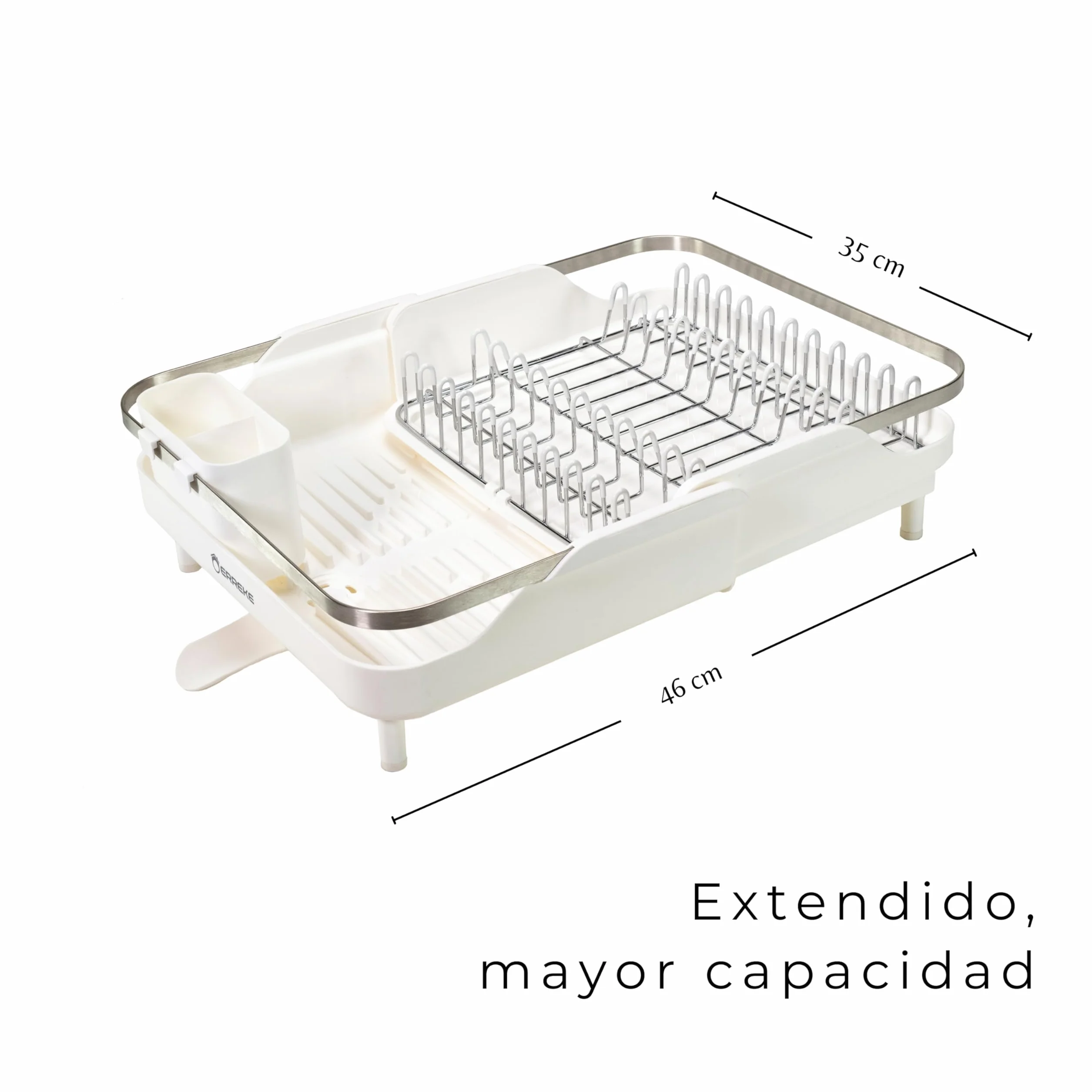Escurreplatos Plegable Acero Inoxidable 29x35 cm Blanco