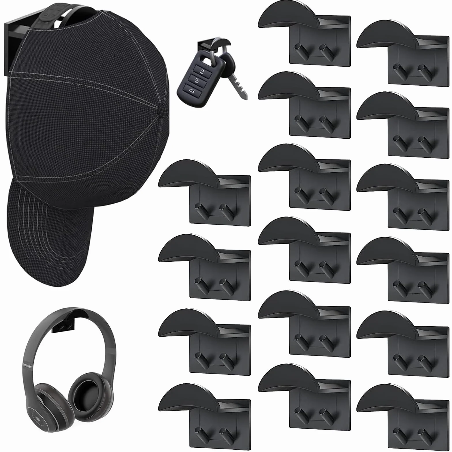 16 Piezas Colgador Gorras, Autoadhesivos Multiusos Práctico Organizador de Gorras, Colgador de Sombreros, Organizador de Sombreros, Organizadores de Gorra, Ganchos de Sombrero