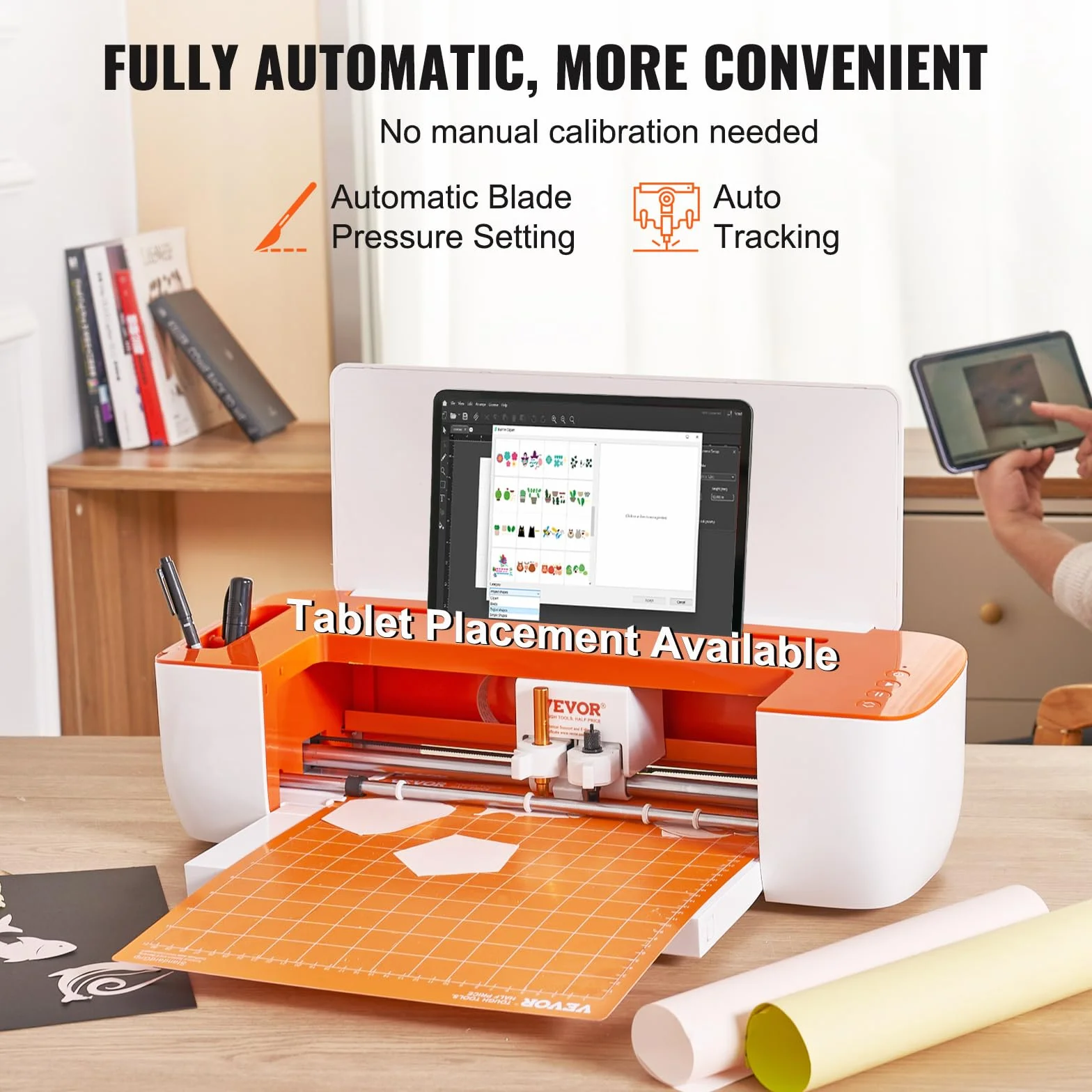 VEVOR Corte de Vinilo, Plotter de Corte con Conectividad Bluetooth, Compatible con iOS, Android, Windows y Mac, Diseños Enormes Incluidos, para Crear Tarjetas Personalizadas, Decoración del Hogar