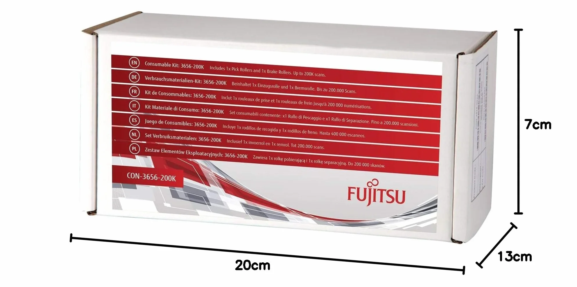 Fujitsu Kit de consumibles/PFU: 3656-200K para iX500. Incluye 1 Rodillo de Recogida y 1 Rodillo de Freno. Vida Estimada: hasta 200 K escaneados.