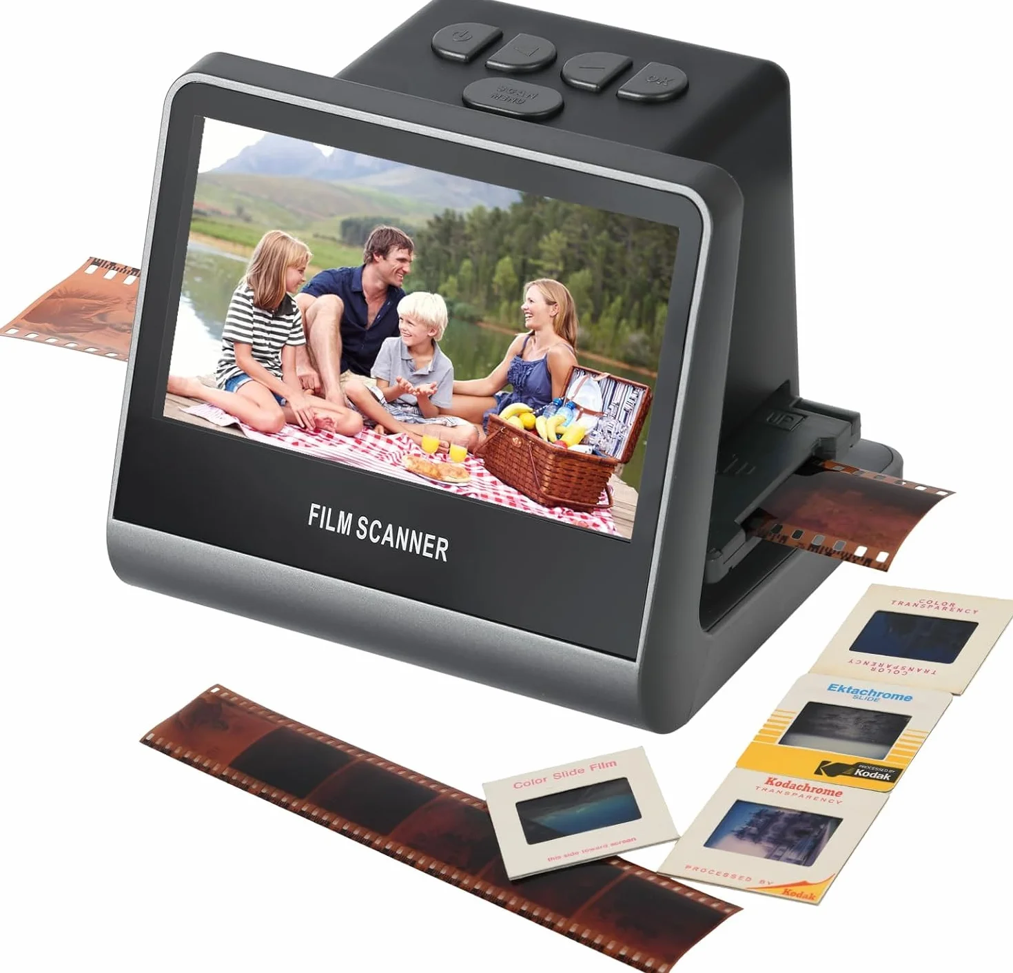 22MP Escáner Digital de Película y Diapositivas con Gran Pantalla LCD de 5 Pulgadas- Escaner Negativos Convierta Negativos y Diapositivas de 35 mm, 126 y 110 en Fotos Digitales JPEG de Alta Resolución