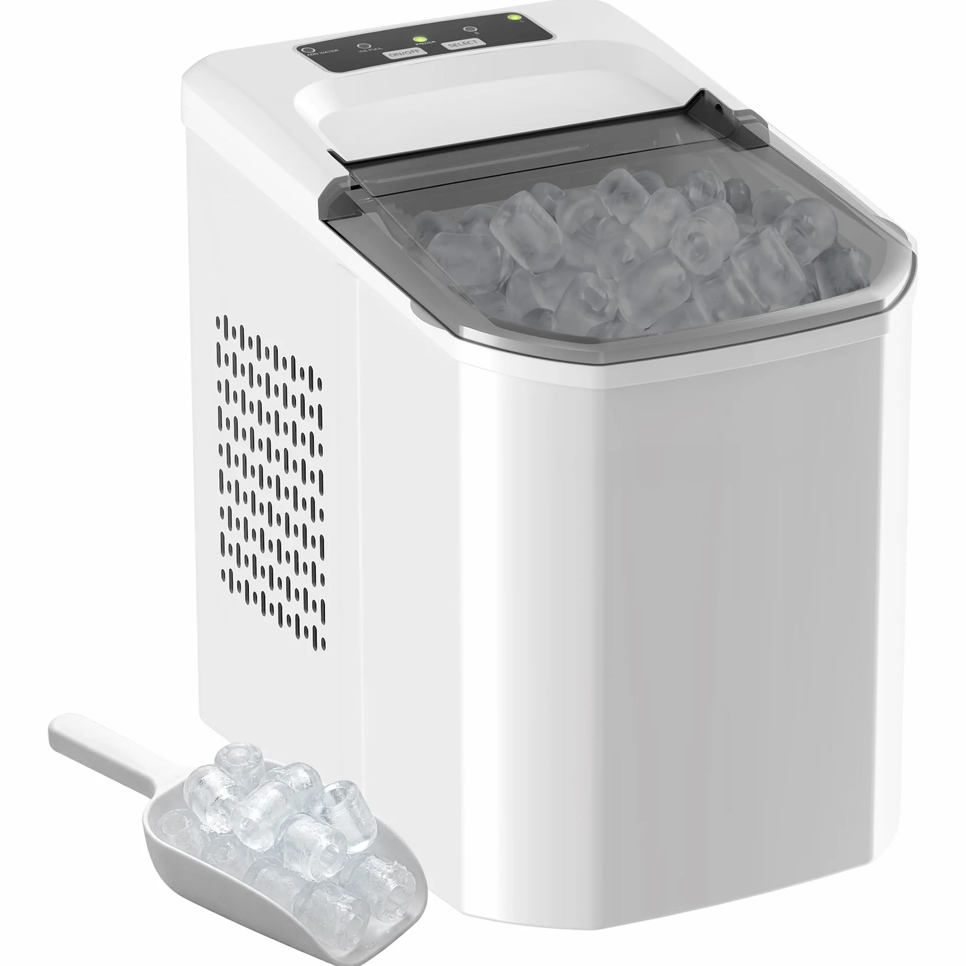 HOMCOM Máquina de Hielo Autolimpiable 12 kg/24H 9 Cubitos en 7 Min 2 Tamaños 1,5L Depósito Blanco