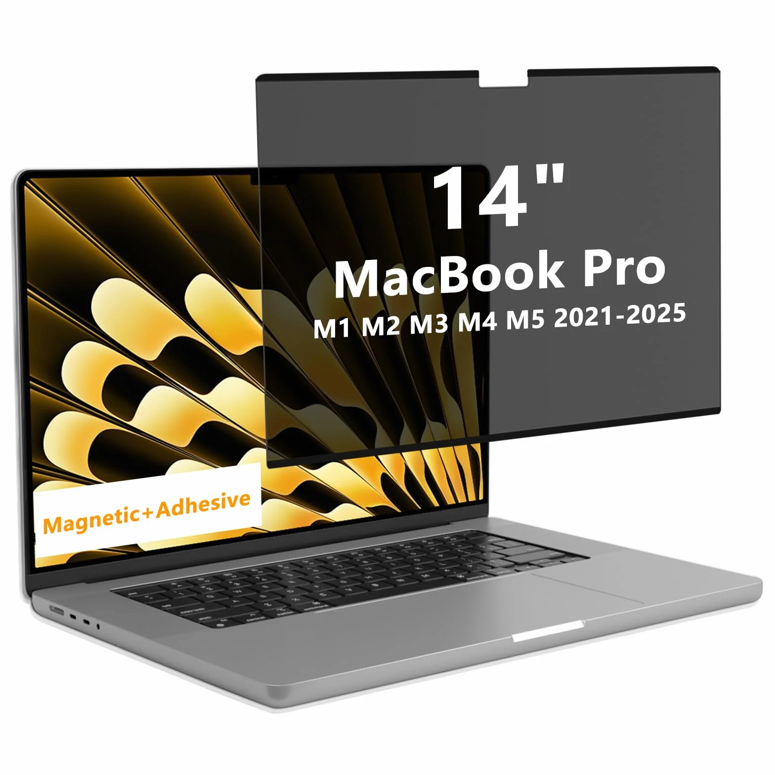 Magnético Filtro de Privacidad para MacBook Pro 14 Pulgadas (2025–2021 M5/M4/M3/M2/M1 Pro MAX), Protector de Pantalla Antirreflejo de Luz Azul, Privacy de Film Extraíble para Mac 14"