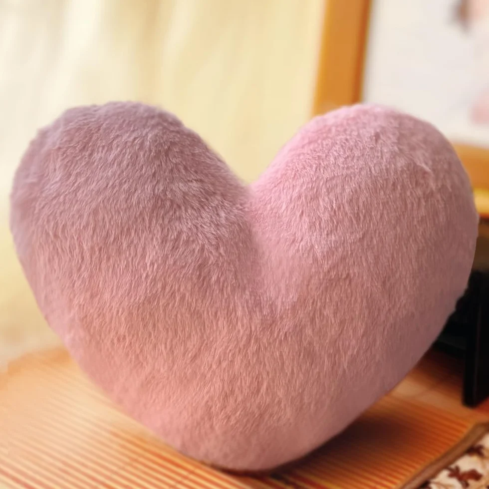 Cojín de Peluche en Forma de Corazón, Decorativo de Sofá (Rosa)