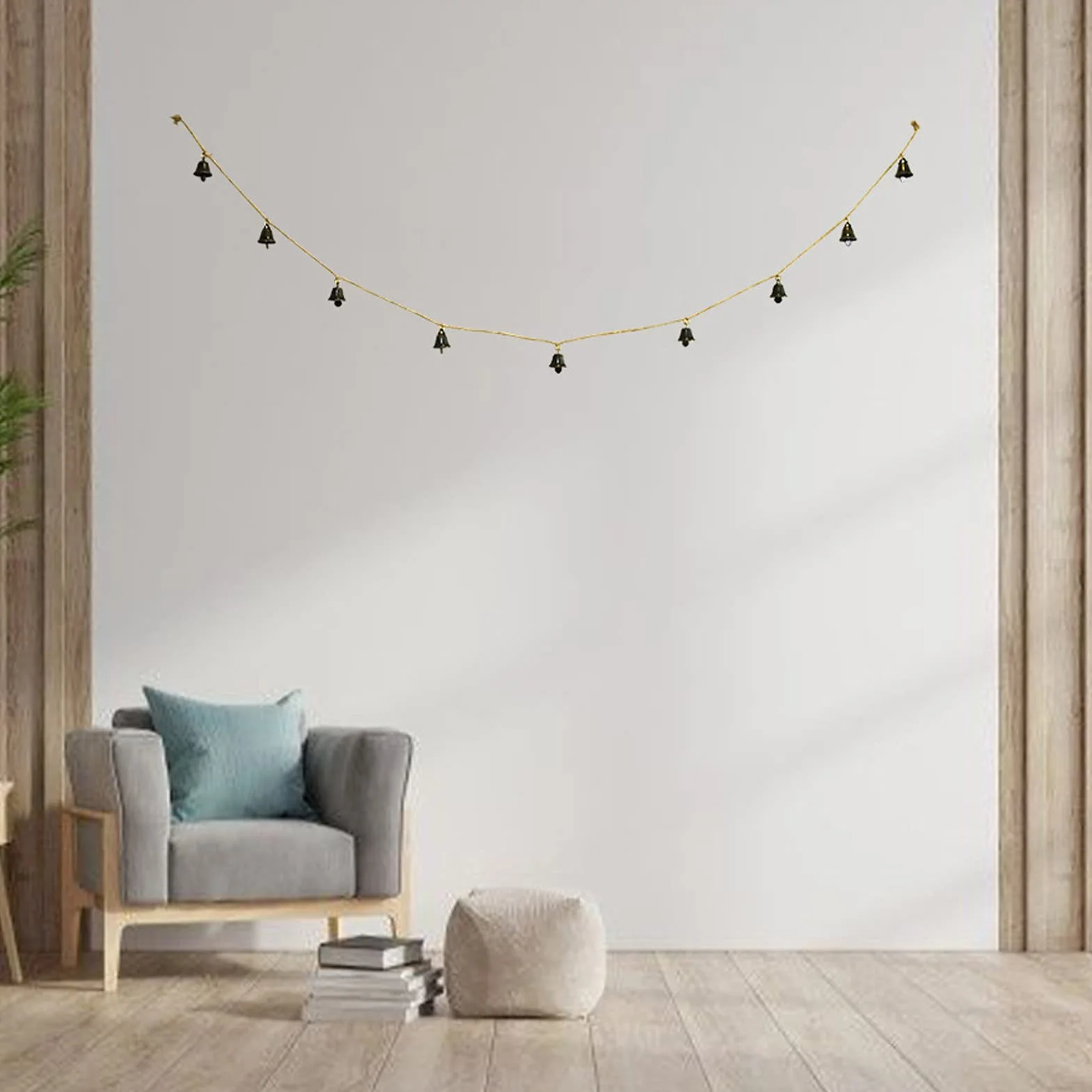 Navidad Cadena De Campanas Colgantes Vintage 9 Cascabeles Guirnalda Estilo Indio Puerta Pequeñas Pared Hogar