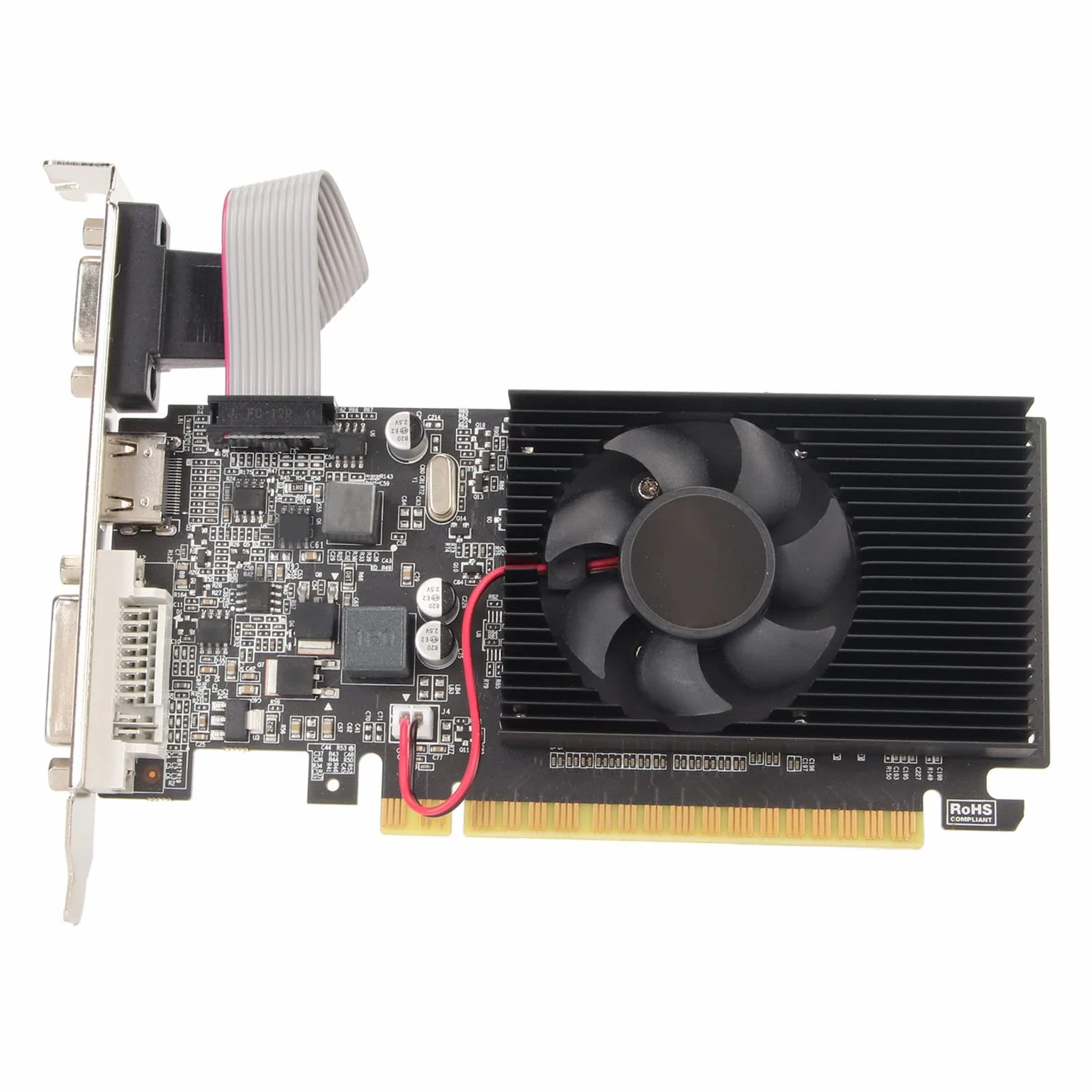 VBESTLIFE Tarjeta Gráfica GT210, Tarjeta de Video de Escritorio 1G DDR3 64 bit 589MHz, Interfaz Multimedia HD, VGA, DVI, PCIE 2.0 X16, DirectX 10.1