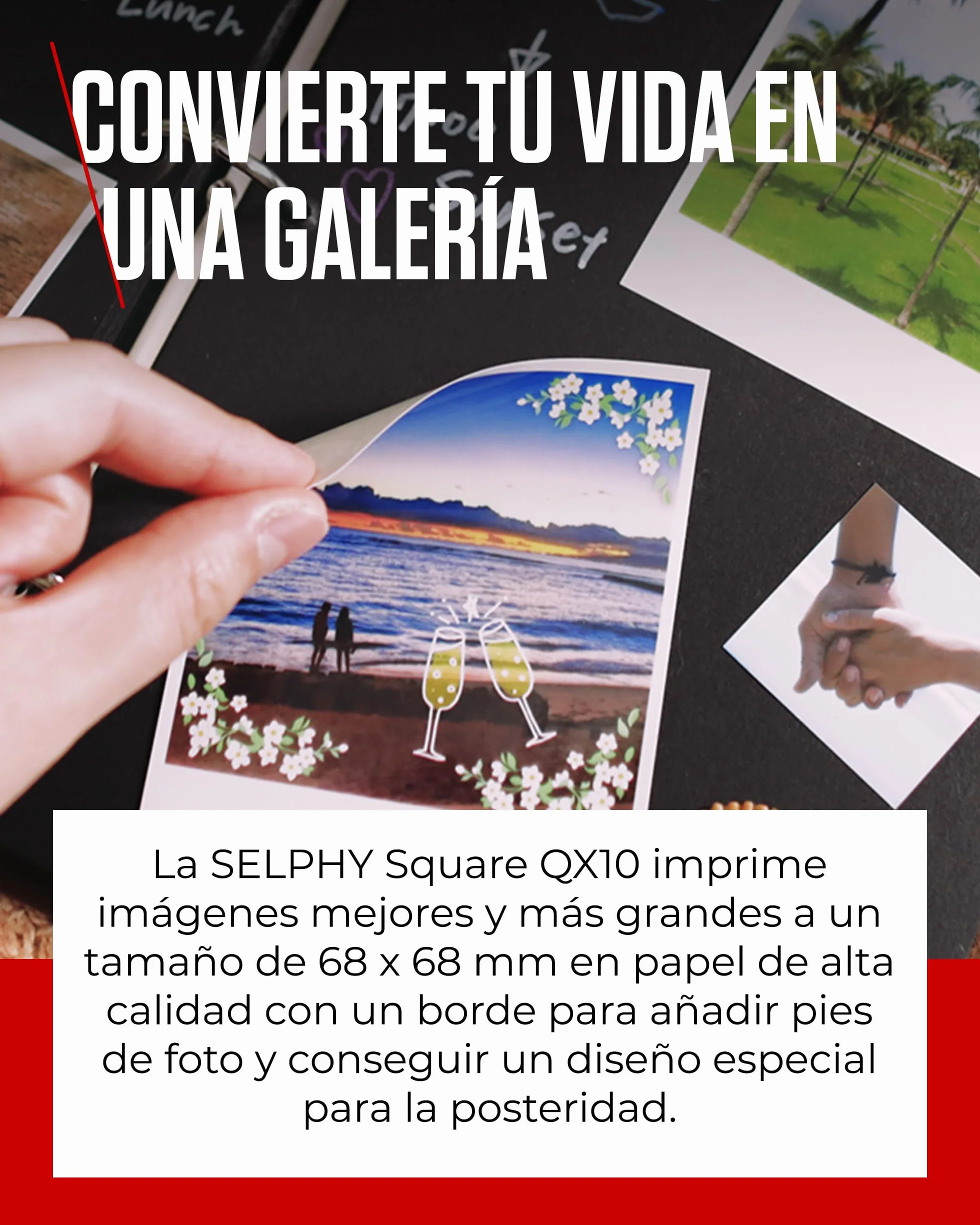 Canon SELPHY QX10, Impresora Fotográfica Instantánea y Portatil por sublimación de tinta, Conexión inalámbrica (Wi-Fi) a Smartphone y Tablet, Papel Cuadrado XS-20L (68 X 68 mm), Blanca