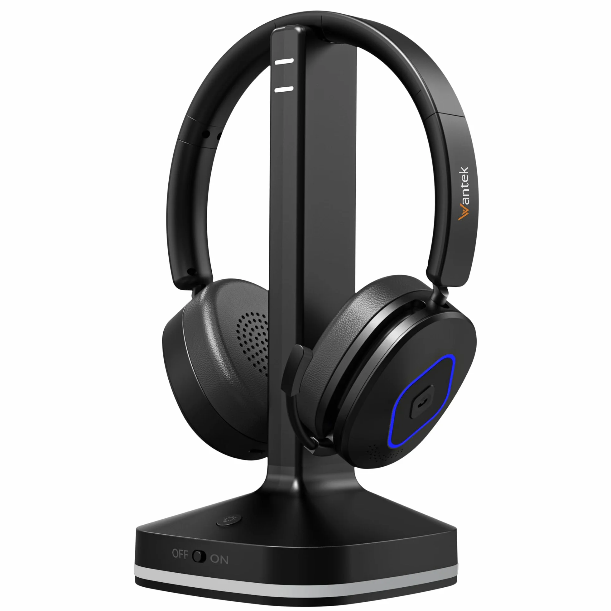 Wantek Auriculares Bluetooth con Micrófono, Base de Carga y Dongle USB, Bluetooth 6.0, Cancelación de Ruido, Conexión Dual, 50 Horas, para PC, Portátil, Móvil, Teams, Zoom y Oficina