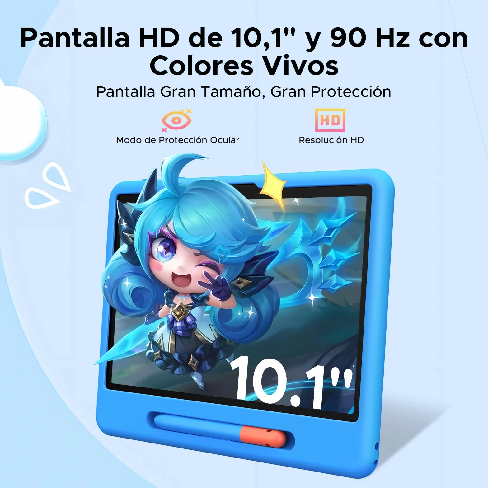 P10 Kid Tablet para Niños 10 pulgada, Tableta Infantil Android 16 Con Gemini AI, 90Hz, 32GB RAM+64GB ROM, 7000mAH, 5G WiFi, Face ID, OTG, GPS, Tablets con lapiz, Tablet para niños de 7 a 10 años, Azul