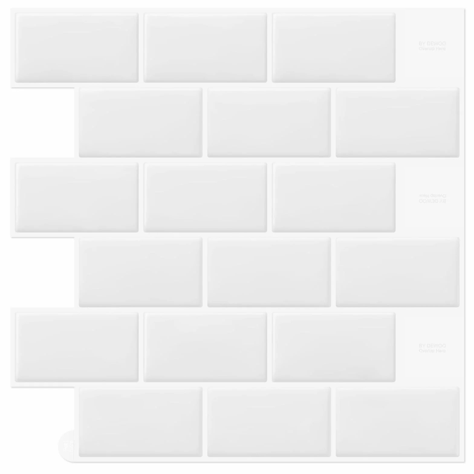 DEWOO Autoadhesivos Vinilo Baldosas Azulejos Adhesivos Pared Cocina Baño Metro Blanco 30.5x30.5cm