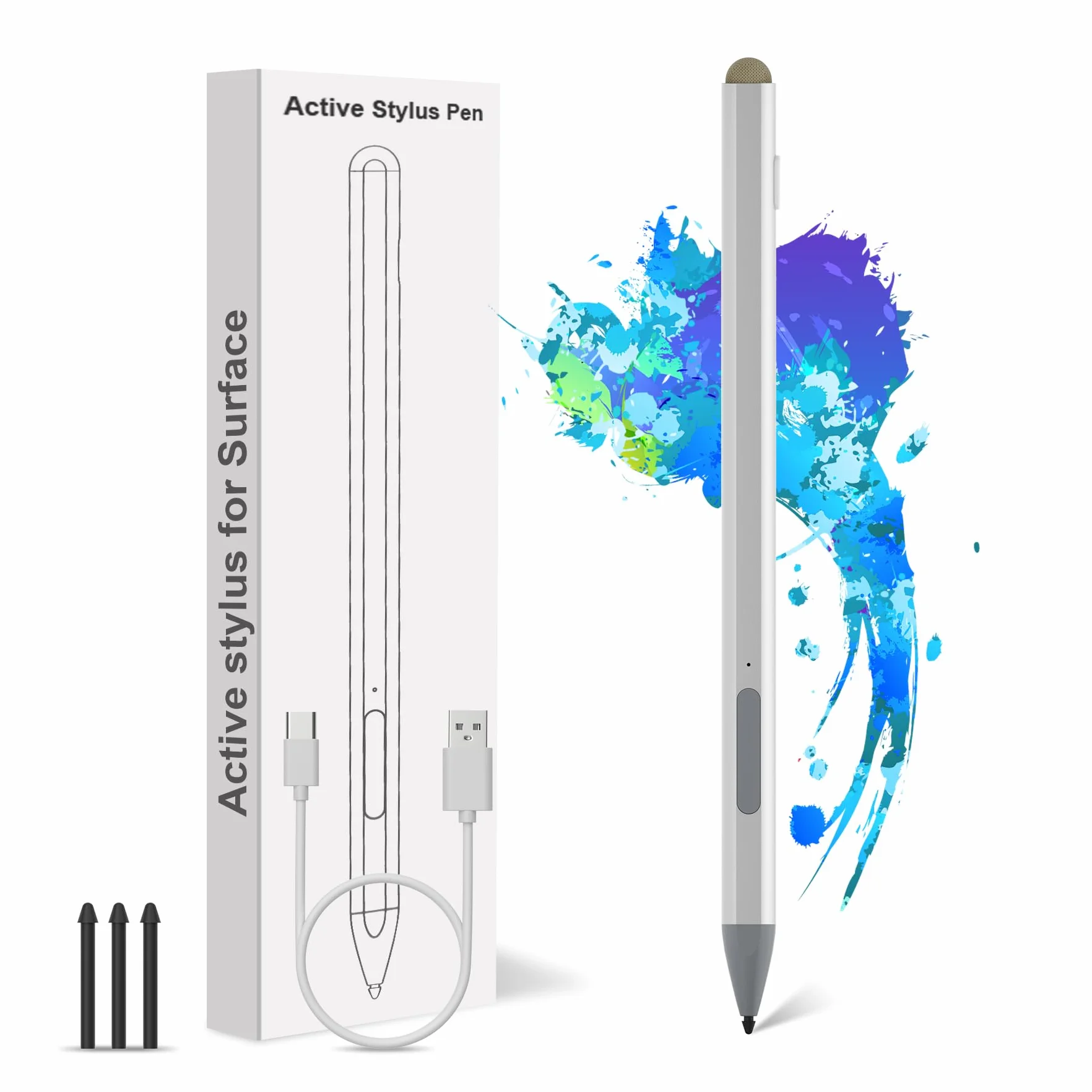 Lápiz Táctil para Tablet Stylus Pen - Lápiz Surface Pen Compatible con Surface Pro 12/11/10/9/8/7/6/5/4/3/Surface Go 3/Go 2/Go/Laptop/Studio, 4096 Nivel de Presión Palm Rejection