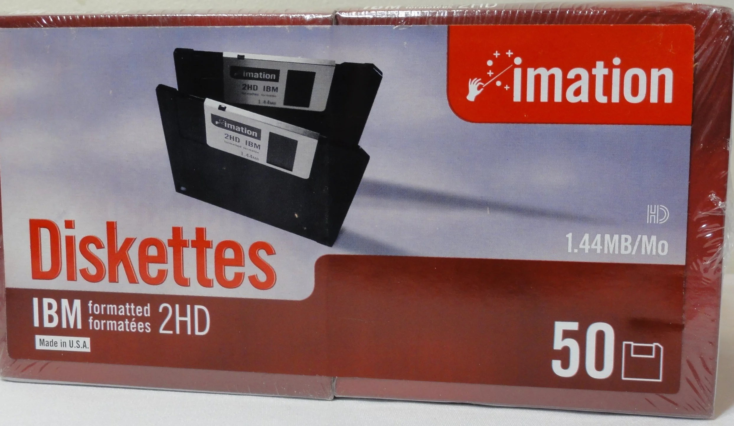 Imation 3.5" DS-HD IBM PC Formatted Black Diskette 50pk Box 1,44 MB - Disquetes (1,44 MB)