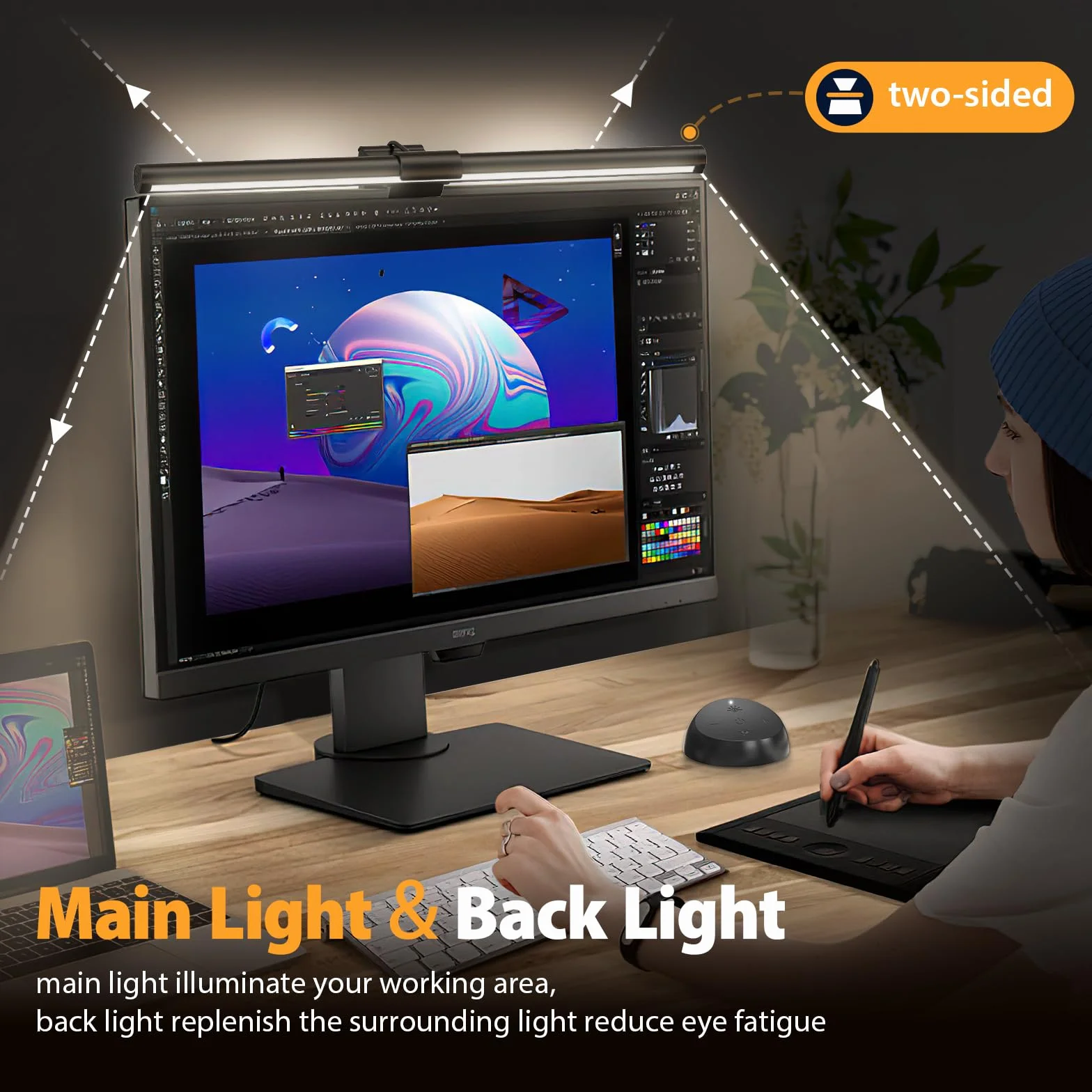 Lámpara Monitor, Barra de Luz de Monitor Usb con Atenuación Automática y Control Táctil,Lámpara de Trabajo Led para el Cuidado de Los Ojos (ScreenLinear Classic Pro)