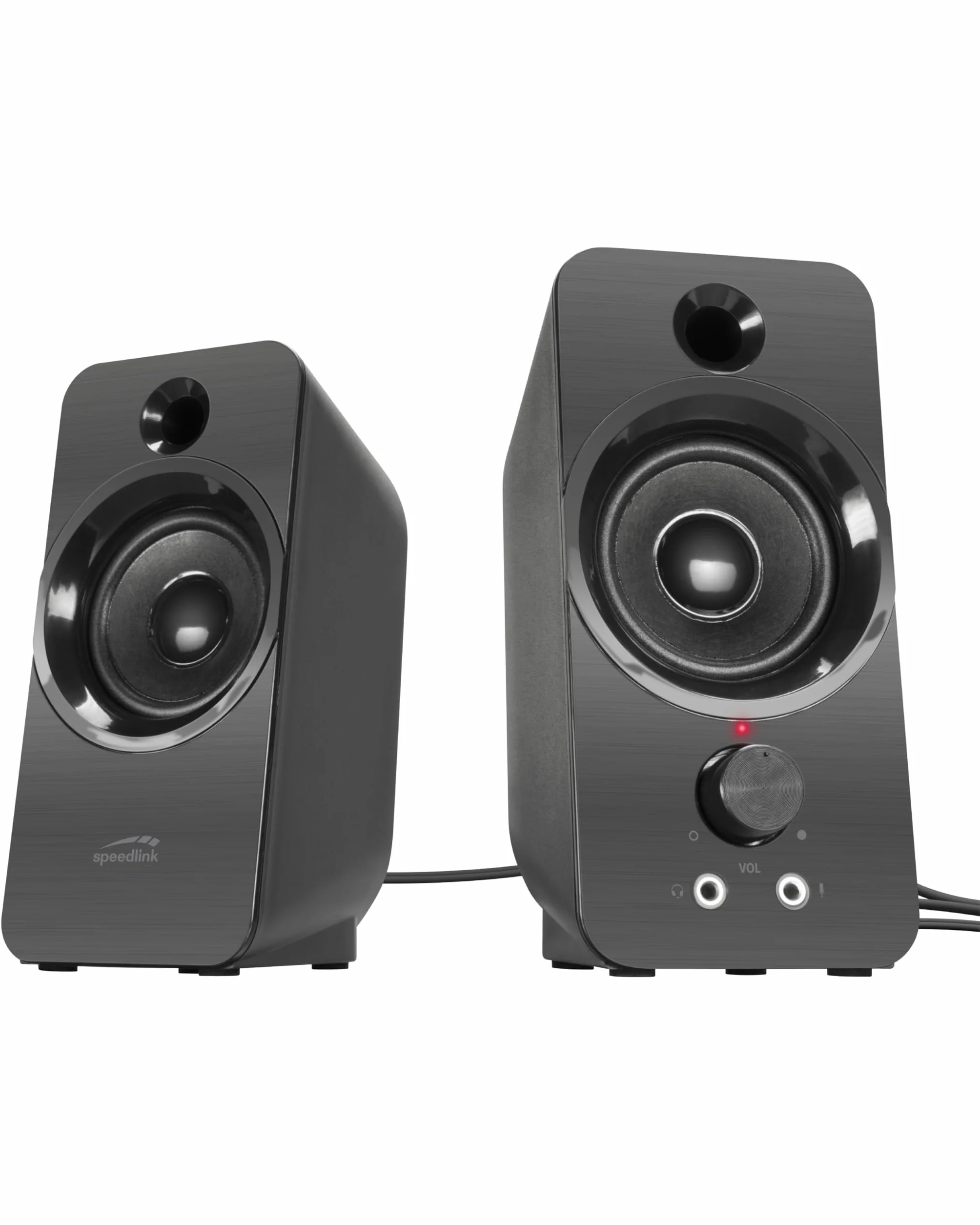 Speedlink DAROC Altavoz para PC estéreo - Altavoces Activos, Clavija Jack 3,5 mm, 12 vatios, Ordenador, Portátil, Oficina, Negro