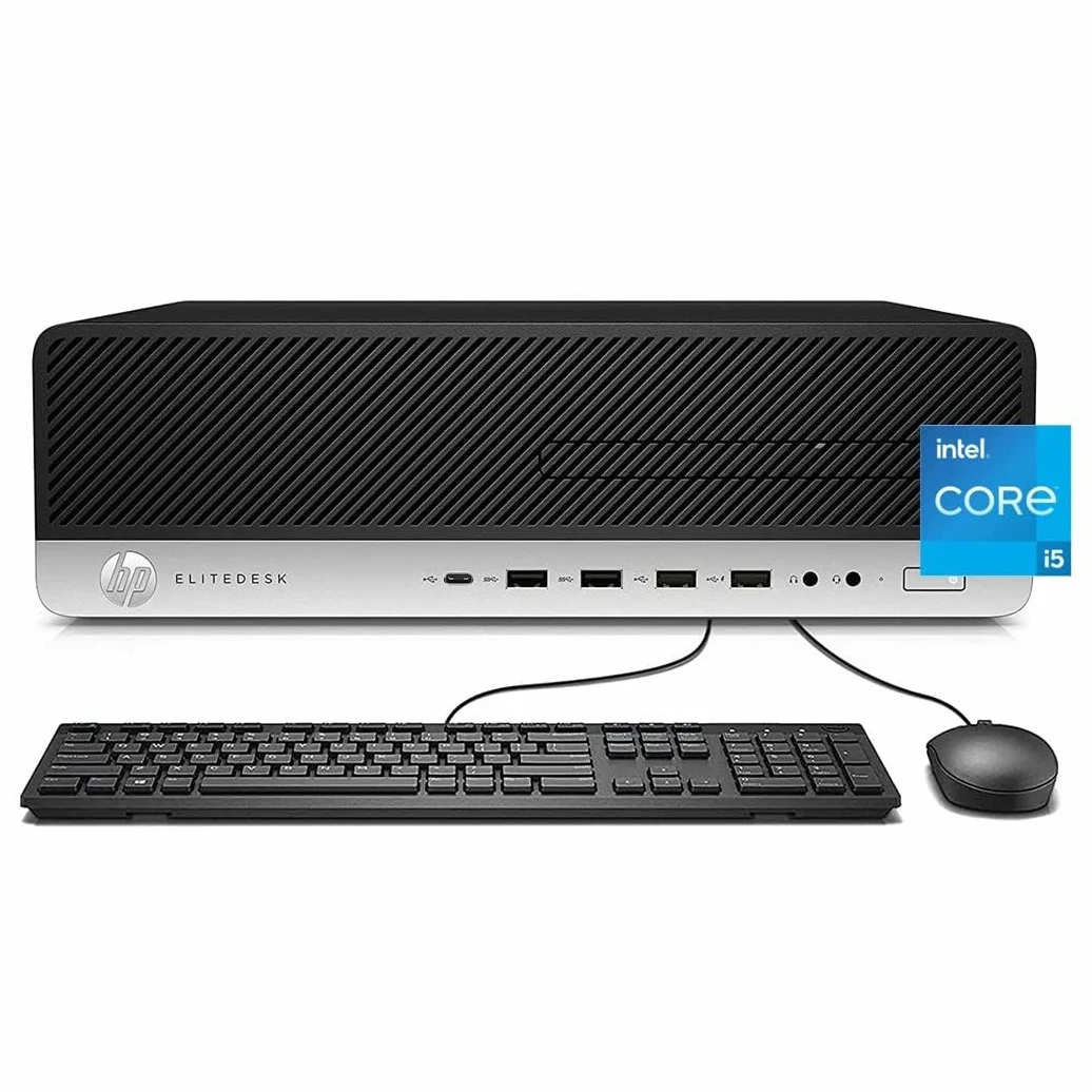 HP EliteDesk 800 G3 SFF - Ordenador de sobremesa con monitor de 24 pulgadas, Intel Core i5-6600, 16 GB de RAM, 256 GB SSD, WiFi, Bluetooth, teclado QWERTY de EE.UU., Windows 11 Pro (reacondicionado)