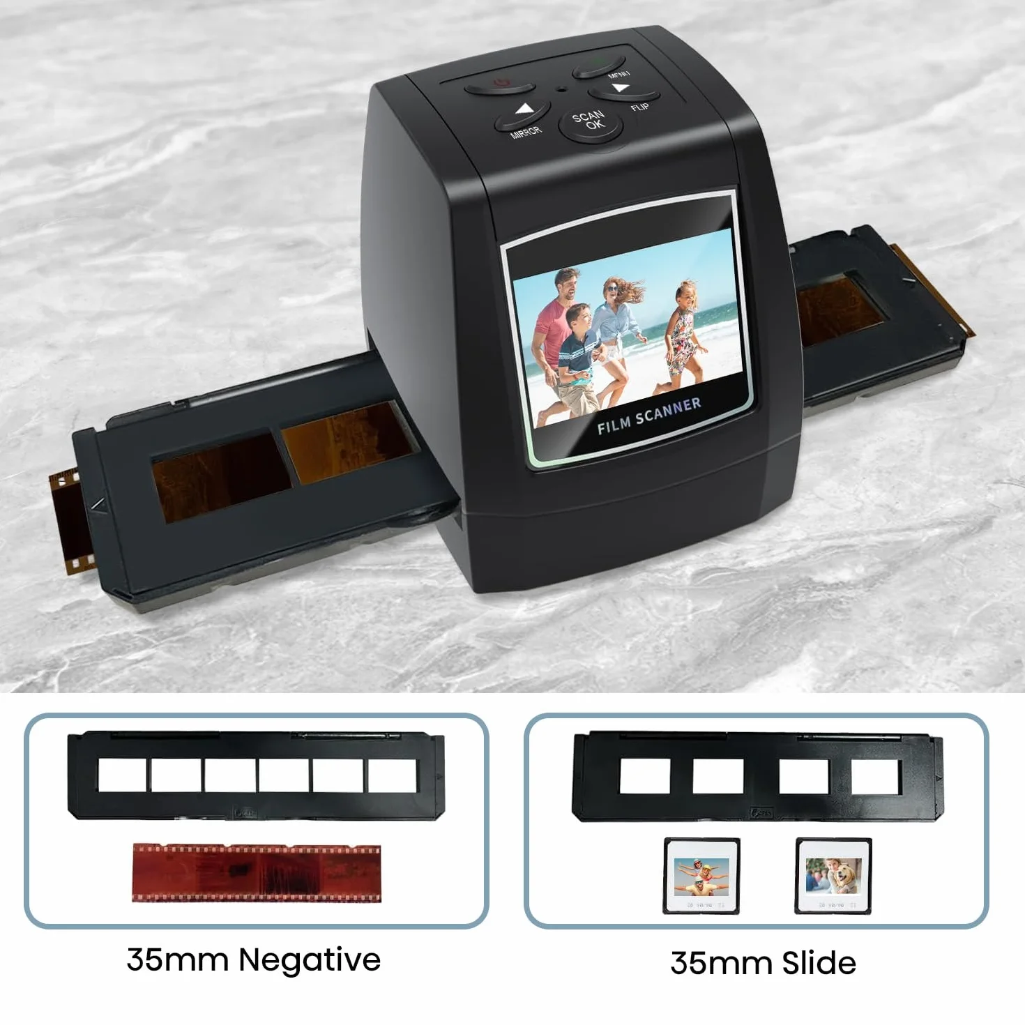 Escáner de película para 35mm Negativos y Diapositivas, Escáner de Alta resolución con 2,4" LCD, Convertidor No se Requiere PC y Software