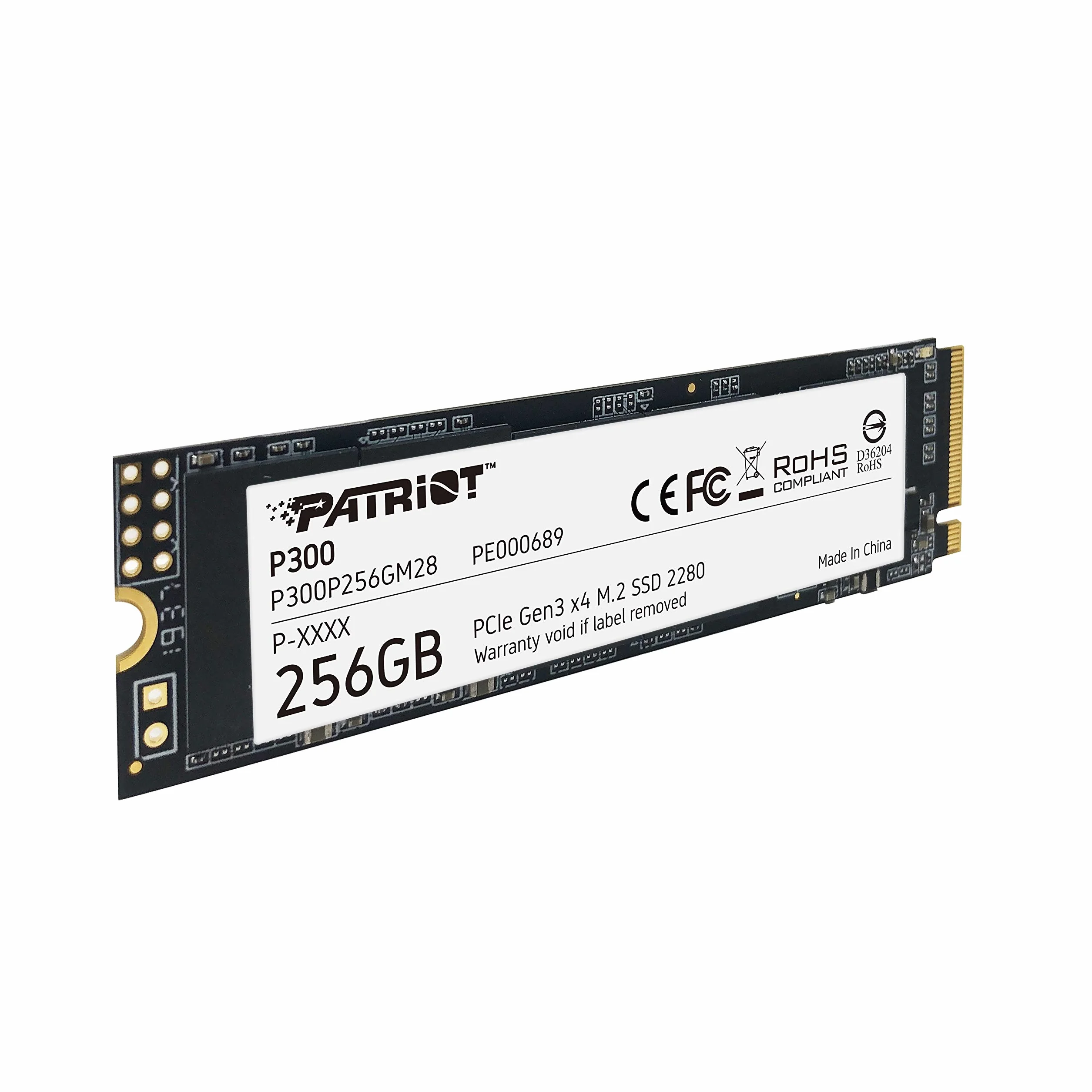 Patriot P300 M.2 PCIe Gen 3 x4 256GB SSD NVMe M.2 de bajo Consumo - P300P256GM28 - Velocidad de Lectura hasta 1700 MB/s y Escritura de 1100 MB/s