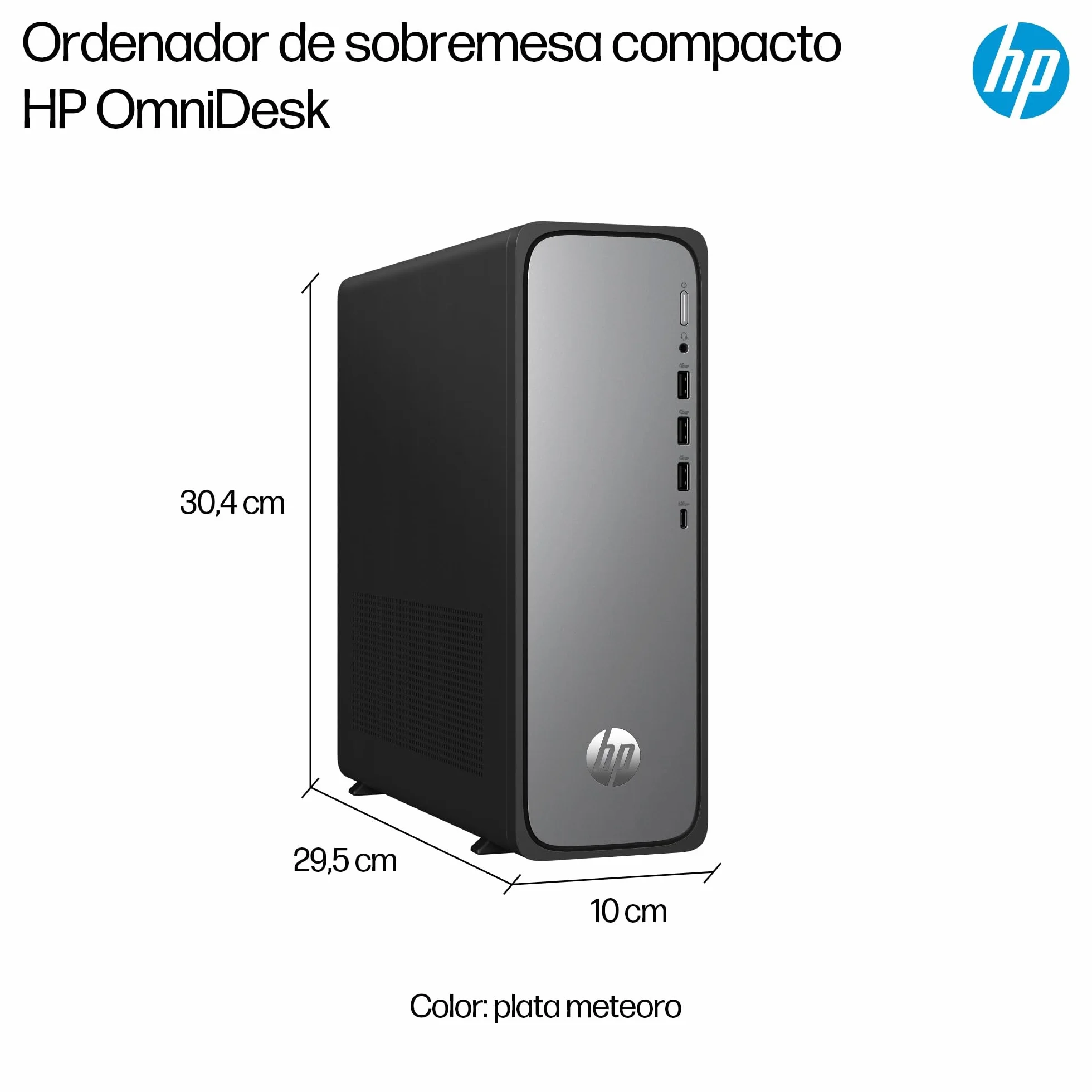 HP Ordenador de Sobremesa OmniDesk Slim (Intel Core i5-14400, 16GB DDR5 RAM, 512GB SSD, Gráficos Intel, FreeDOS) - Gris