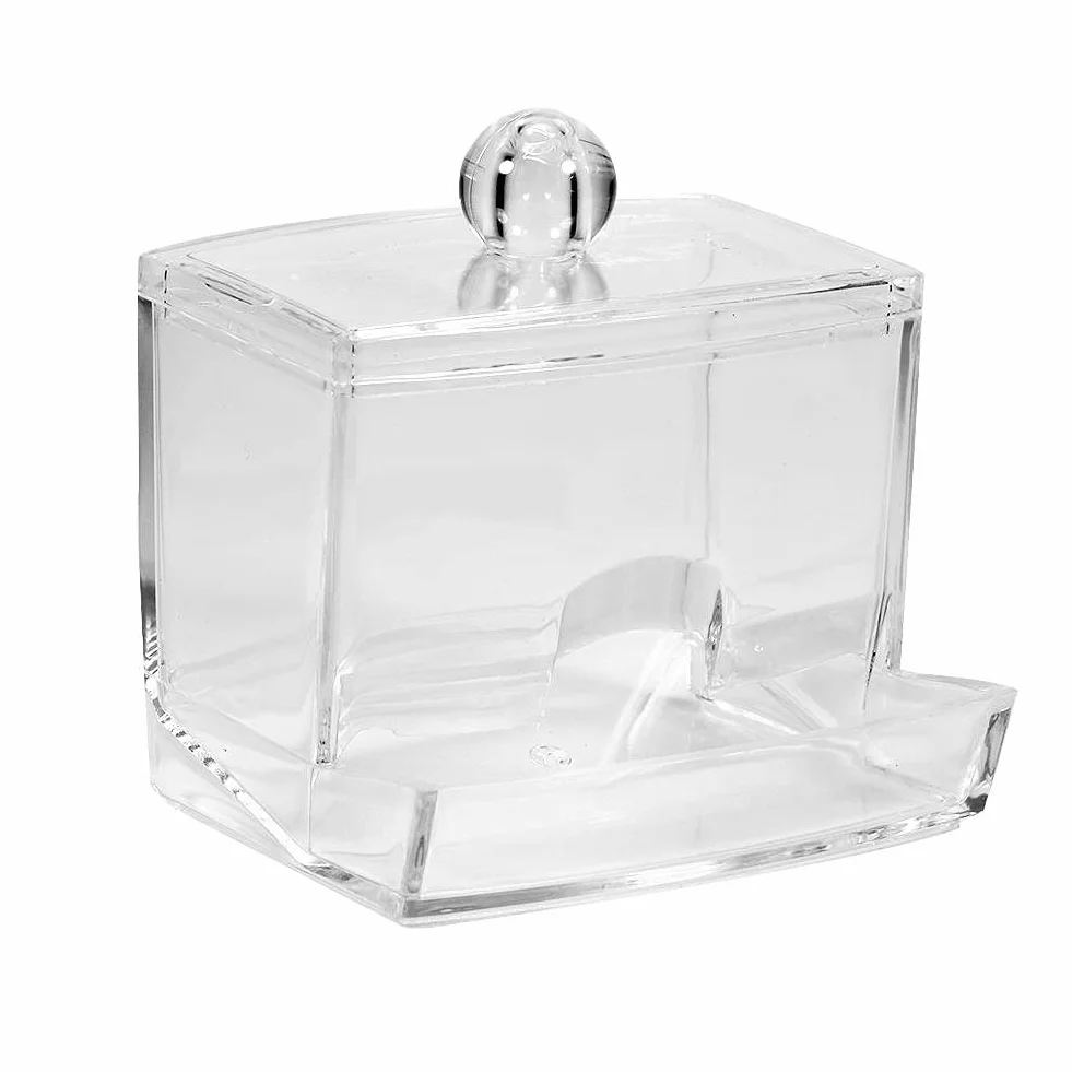 AUNMAS Bastoncillo De Algodón, Caja Transparente With Acceso Inferior Fácil Y Diseño Apilable For Almacenamiento De Cosméticos En Baño O Dormitorio Material Ps Transparente Tamaño 8.8 X 7