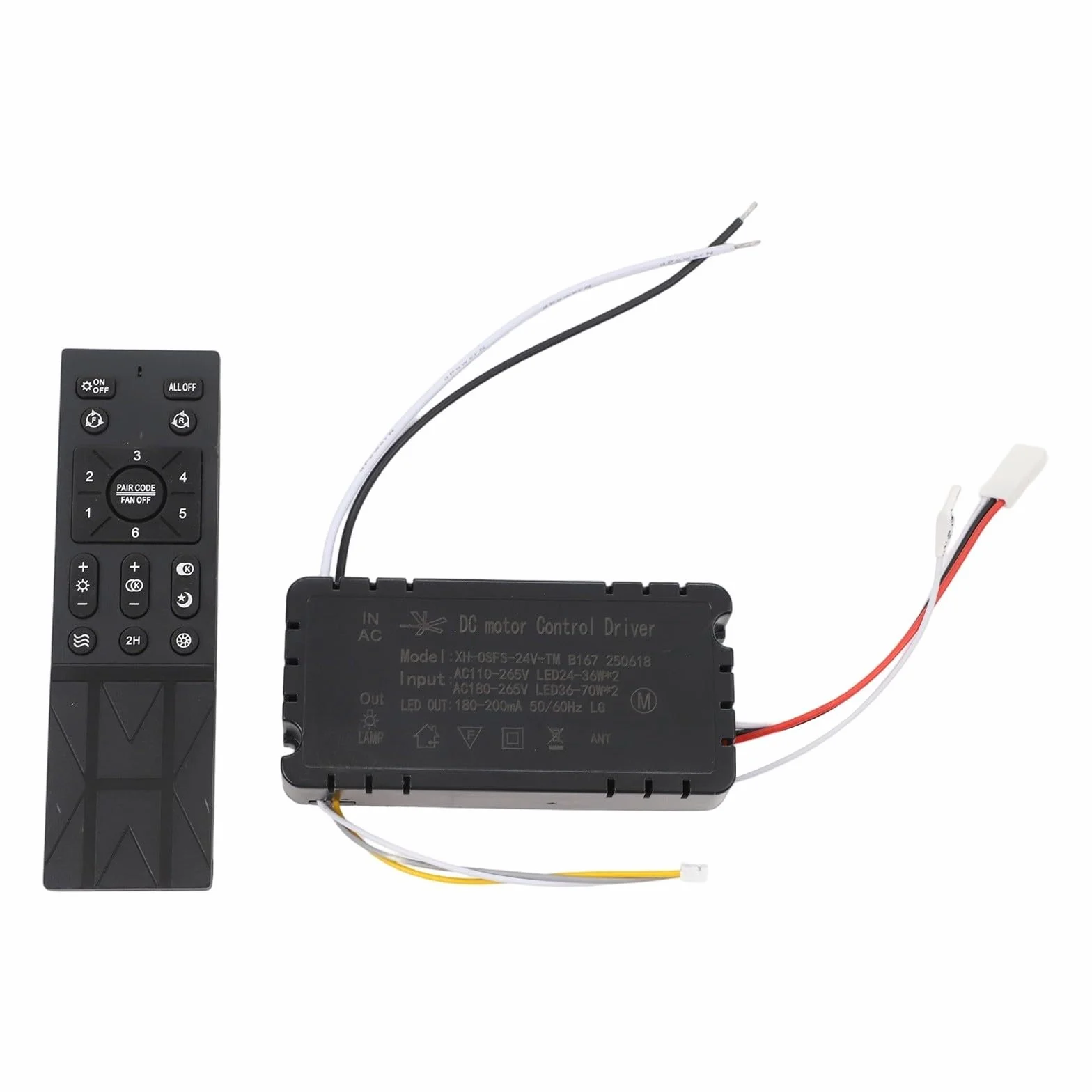 Kit de controlador de atenuación inalámbrico de luz de ventilador de techo, controlador de frecuencia variable de 6 velocidades con monitor de batería