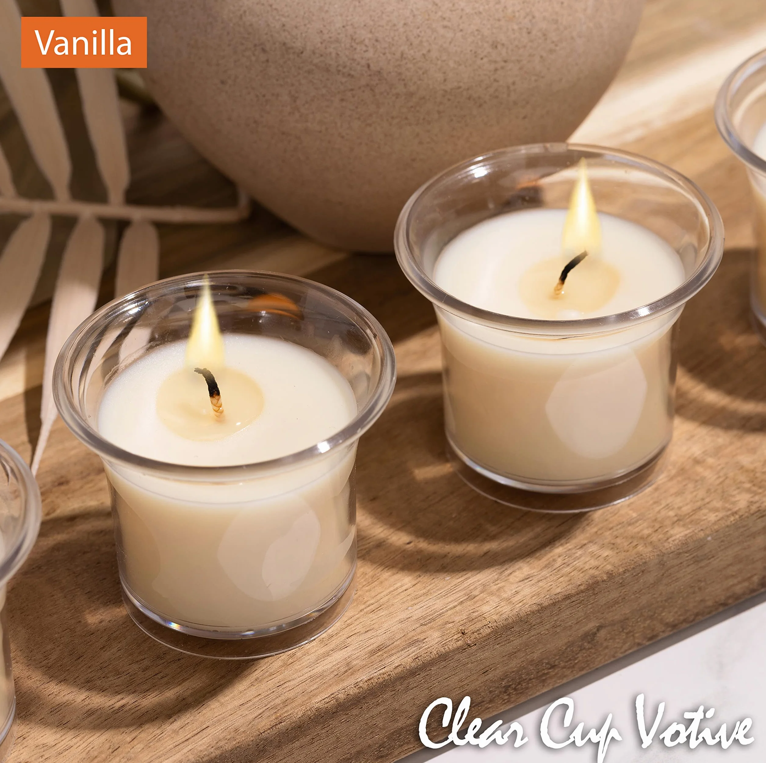 Hyoola Velas Votivas con Perfume Vainilla Crema 12 Horas Pack de 4