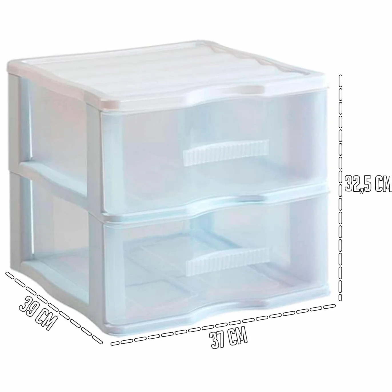 AC Cajonera de Almacenamiento WGN 2 Cajones Torre Multiusos 32,5 x 37 x 39 cm Blanco