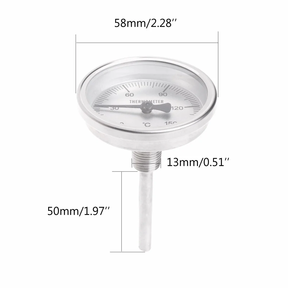 Termómetro de acero inoxidable con rosca 1/4 PT para cocina