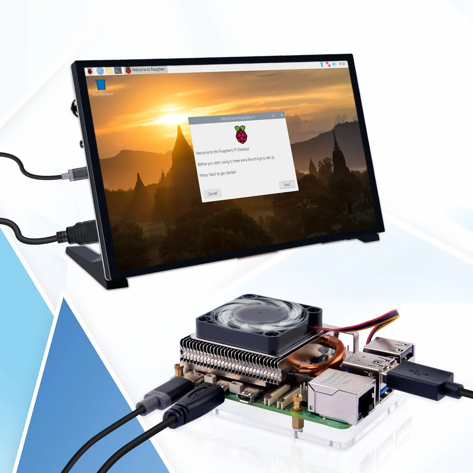 GeeekPi Ultra Thin Ice Tower Cooler para Raspberry Pi 5, radiador activo de aluminio con ventilador PWM de 40 x 40 x 7 mm para Raspberry Pi 5 4 GB/8 GB/16 GB