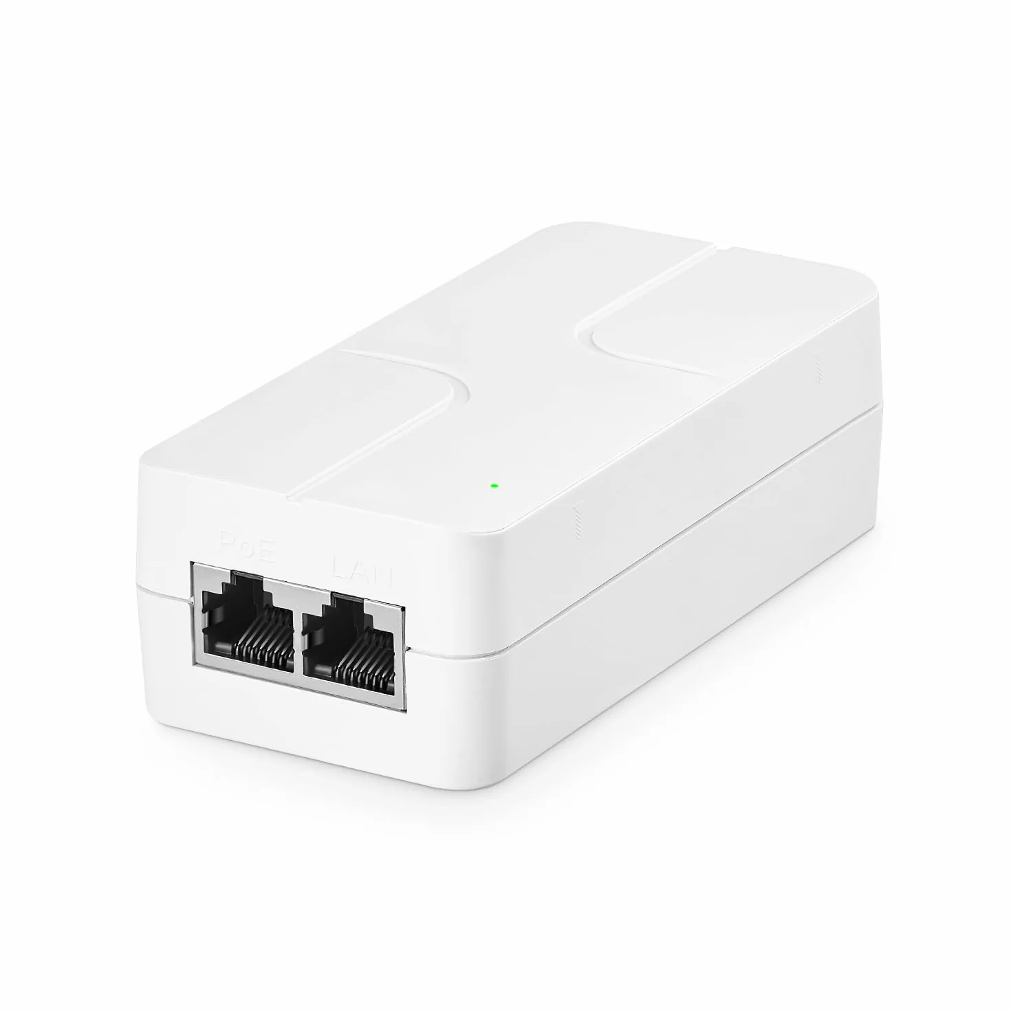 Inyector Gigabit PoE de 15,4 W, Compatible con IEEE 802.3af, Adaptador Compacto Power Over Ethernet Blanco YuLinca, Plug and Play, diseño sin Ventilador para Montaje en Pared con indicador LED