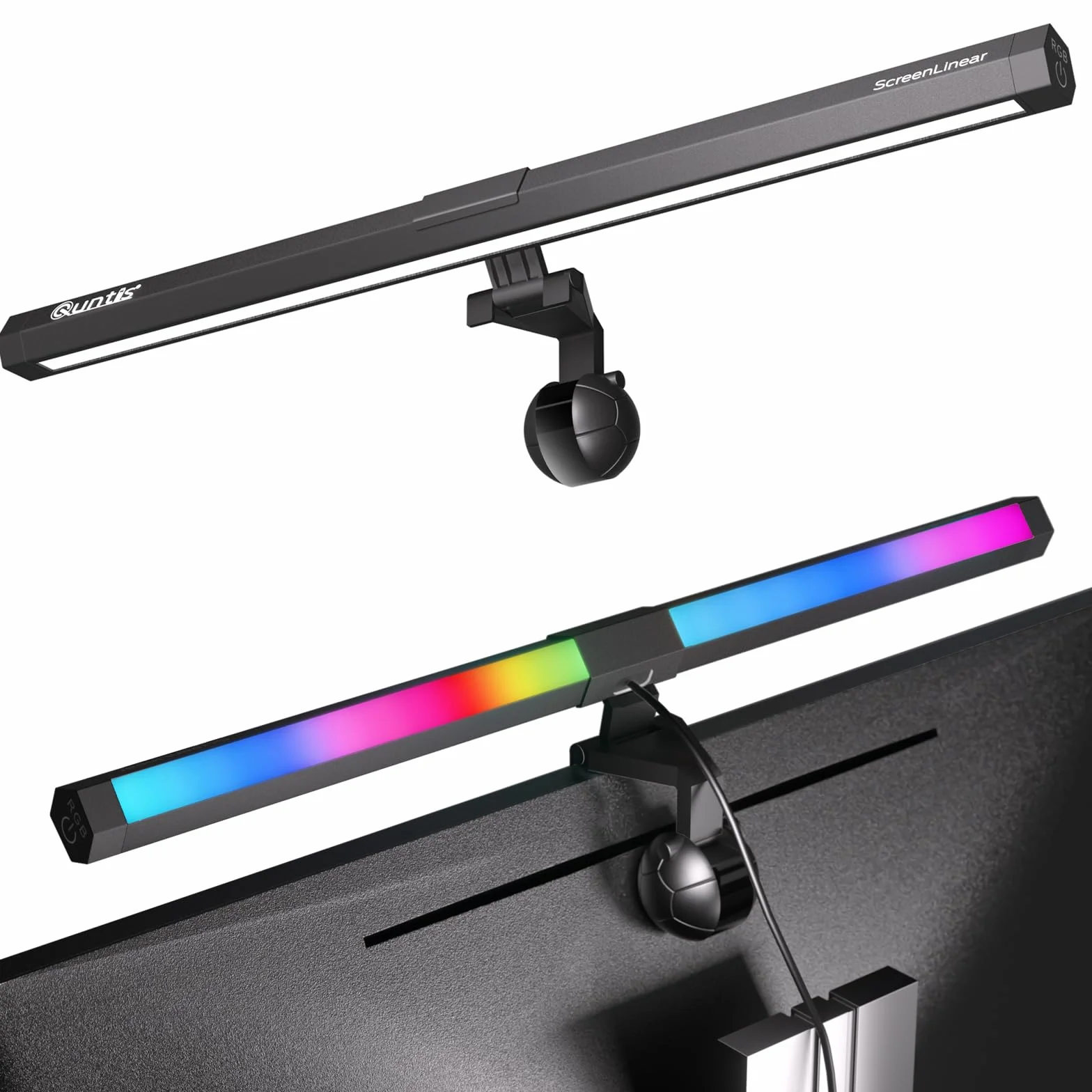 Quntis Lampara Led Monitor RGB, 40CM USB Luz de Monitor PC con 15 RGB Modos, 3 Brillo y 3 Temperatura de Color, Protección Ocular Monitor Light Bar