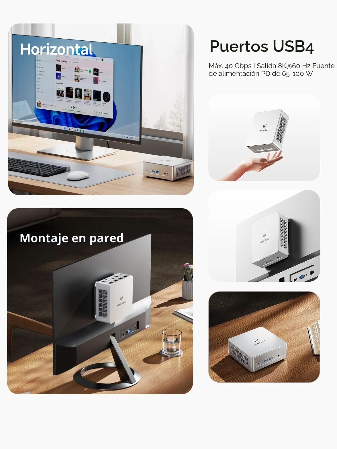 MINISFORUM UM750L Slim Mini PC,AMD Ryzen 5 7545U Mini Computer (6C/12T, hasta 4,9 GHz), 16 GB LPDDR5 y 1 TB SSD PCIe 4.0, DP/HDMI/USB4, 4 x USB Tipo A, 2.5G LAN, WIFI6E/BT5.2