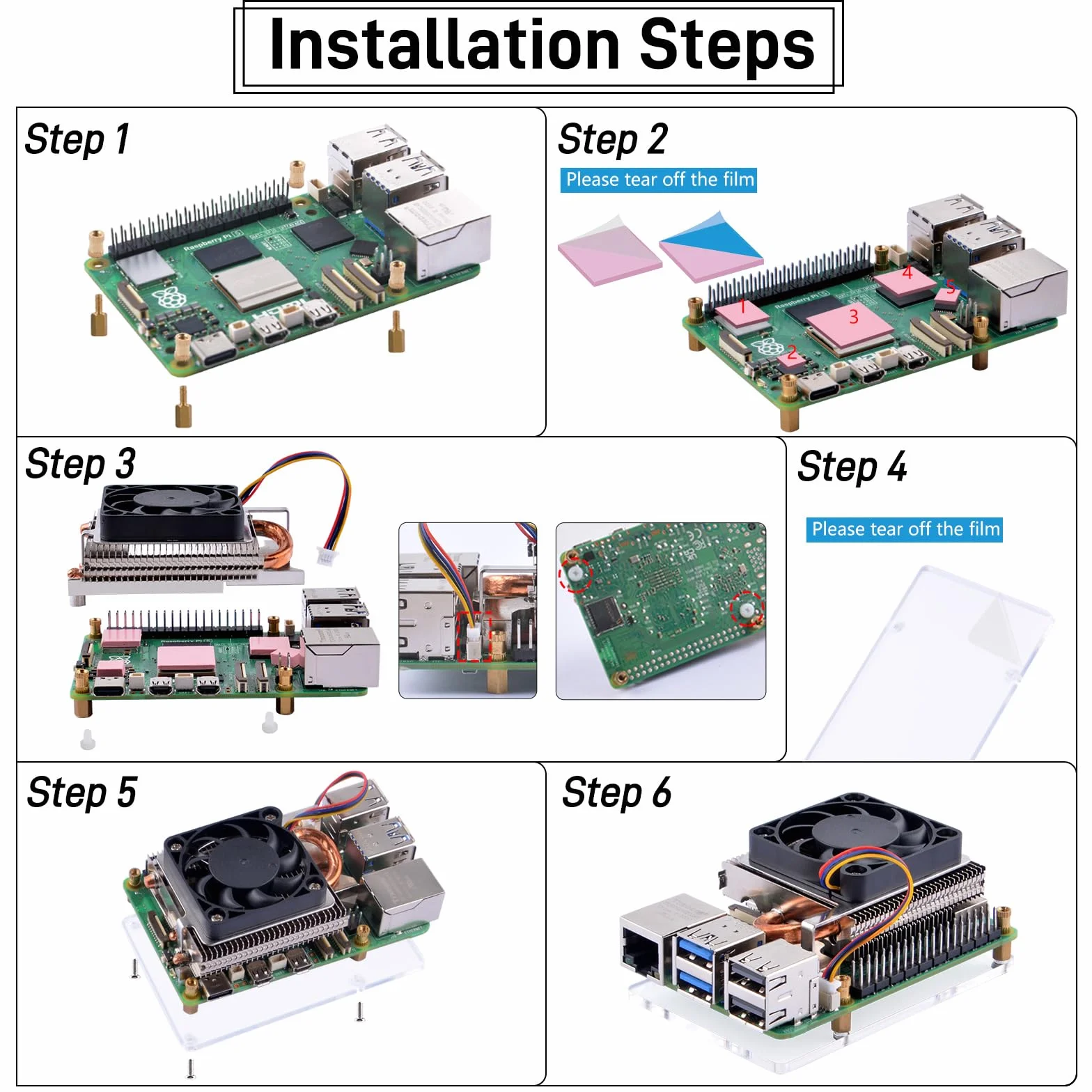 GeeekPi Ultra Thin Ice Tower Cooler para Raspberry Pi 5, radiador activo de aluminio con ventilador PWM de 40 x 40 x 7 mm para Raspberry Pi 5 4 GB/8 GB/16 GB