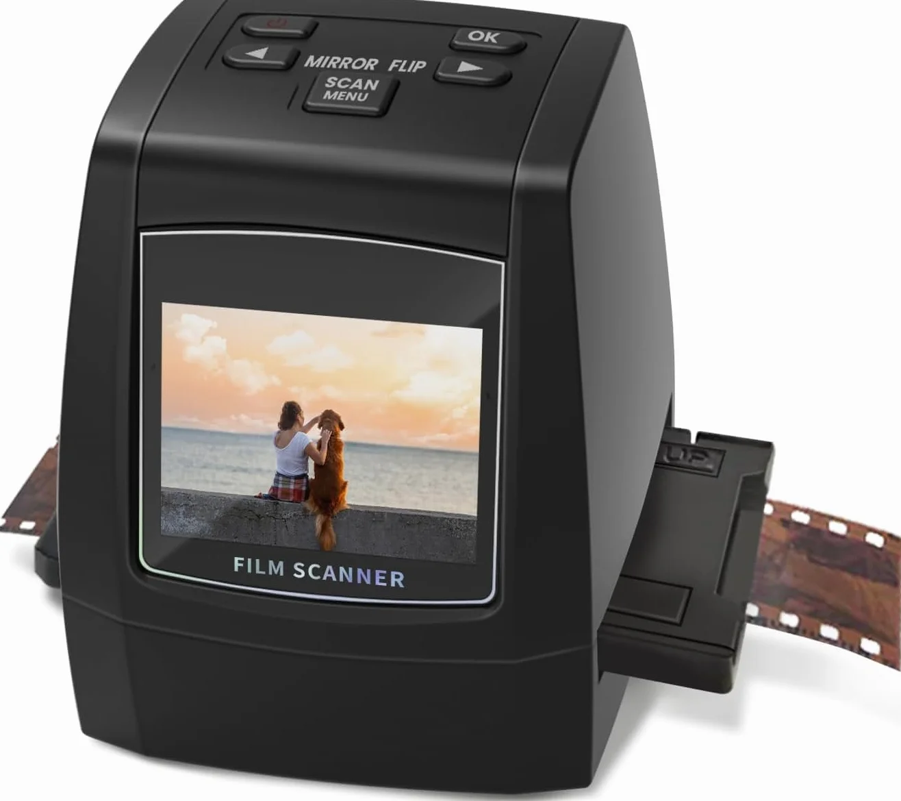 Mini escáner digital para películas y diapositivas, convierte negativos y diapositivas de 35 mm, 126, 110, Super 8 y 8 mm en imágenes JPEG de 22 megapíxeles, pantalla LCD de 2,4"
