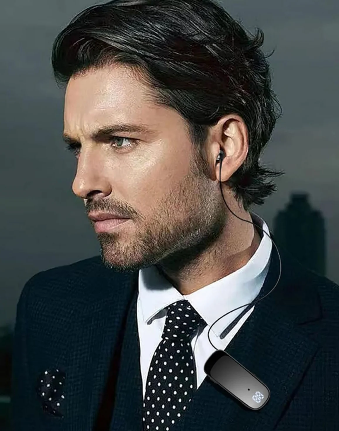 Auricular Bluetooth Business con Cable Retráctil Manos Libres, Negro
